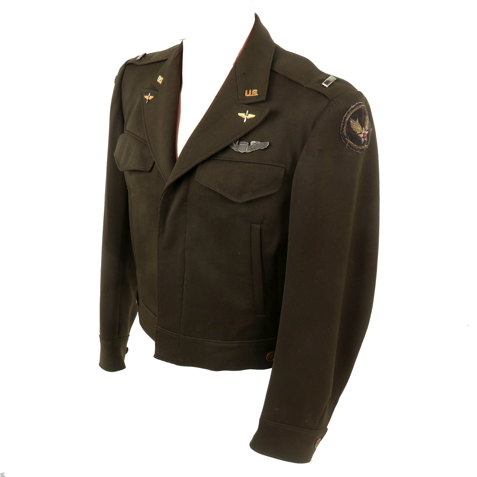 Buy Original U.S. WWII 12th Air Force Distinguished Flying Cross Recipient Alton W. Parker’s B-13 Officer’s Flight Jacket with Velvet Bullion Patches & Pilot’s Wings | Original Firearms Antique For Sale