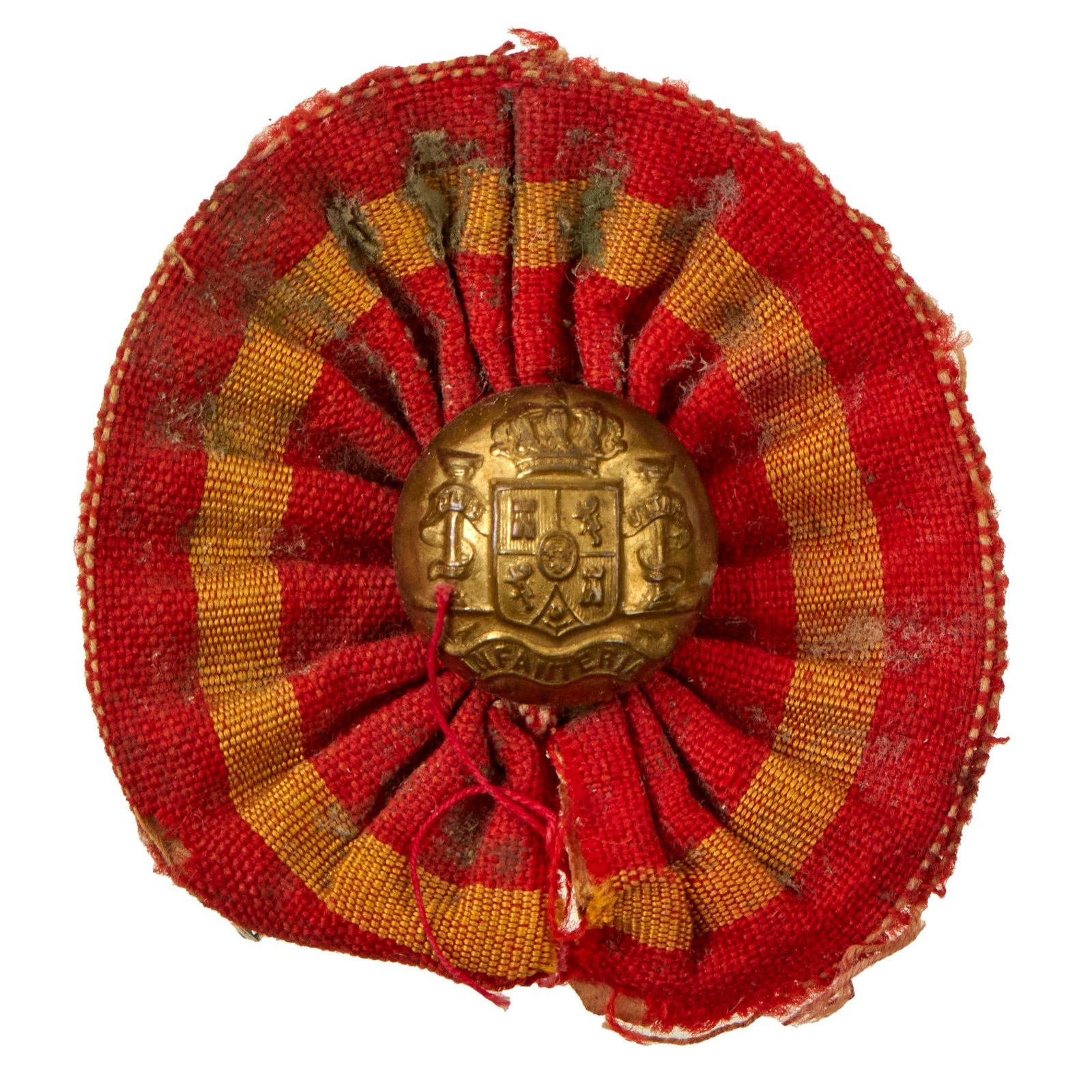 Buy Original Spanish-American War U.S. Captured Spanish Hat Cockade with Infantry Button | Original Firearms Antique For Sale