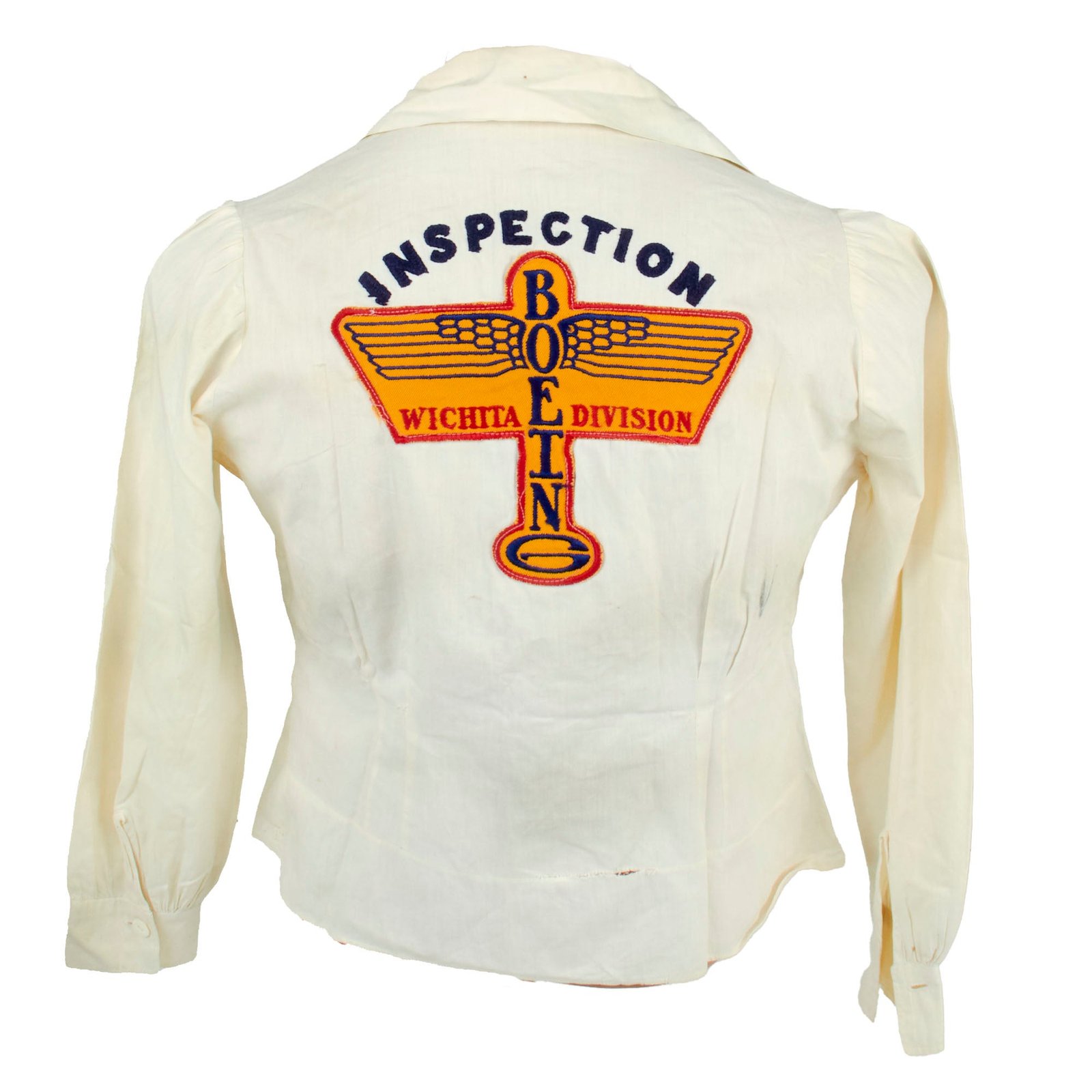 Buy Original U.S. WWII Women’s Boeing Wichita Division Inspector Work Uniform Shirt with Name Embroidered to Front | Original Firearms Antique For Sale