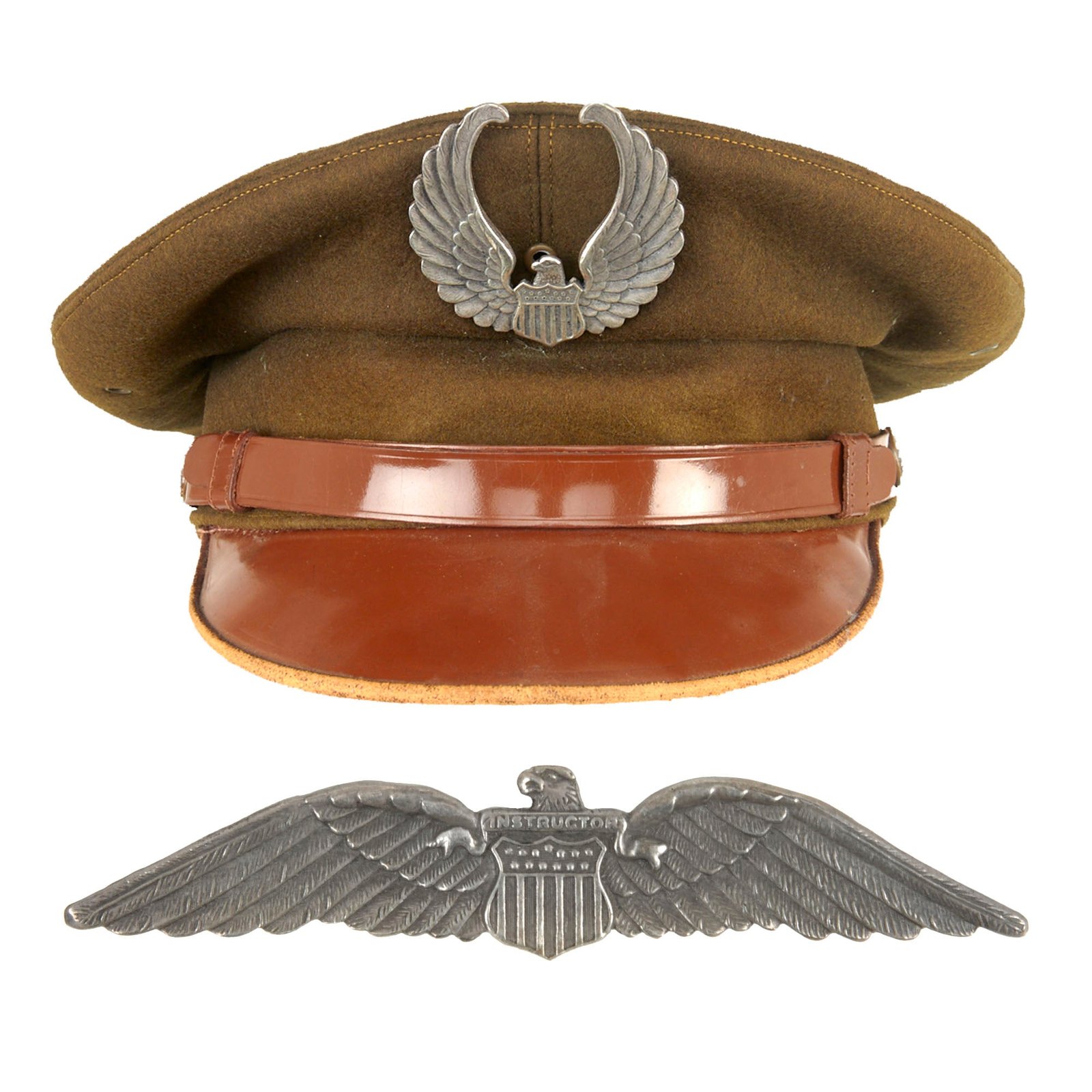 Buy Original U.S. WWII Civilian Flight Instructor Wings & Crusher Cap with Civilian Flight Instructor Cap Badge - Scarce | Original Firearms Antique For Sale