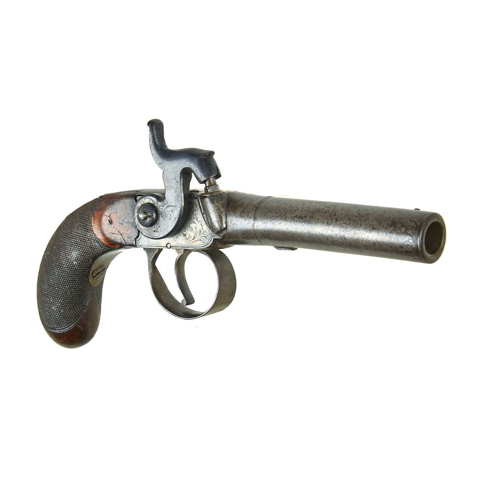 Buy Original Victorian Era British Single Shot Side Hammer Percussion Vest Pistol by D. Egg of London - circa 1840 | Original Firearms Antique For Sale