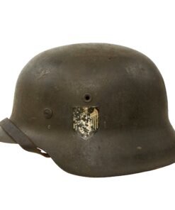 Buy Original German WWII Large M42 Single Decal Army Heer Helmet with 1941 Dated 59cm Liner & Chinstrap - Stamped EF66 | Original Firearms Antique For Sale