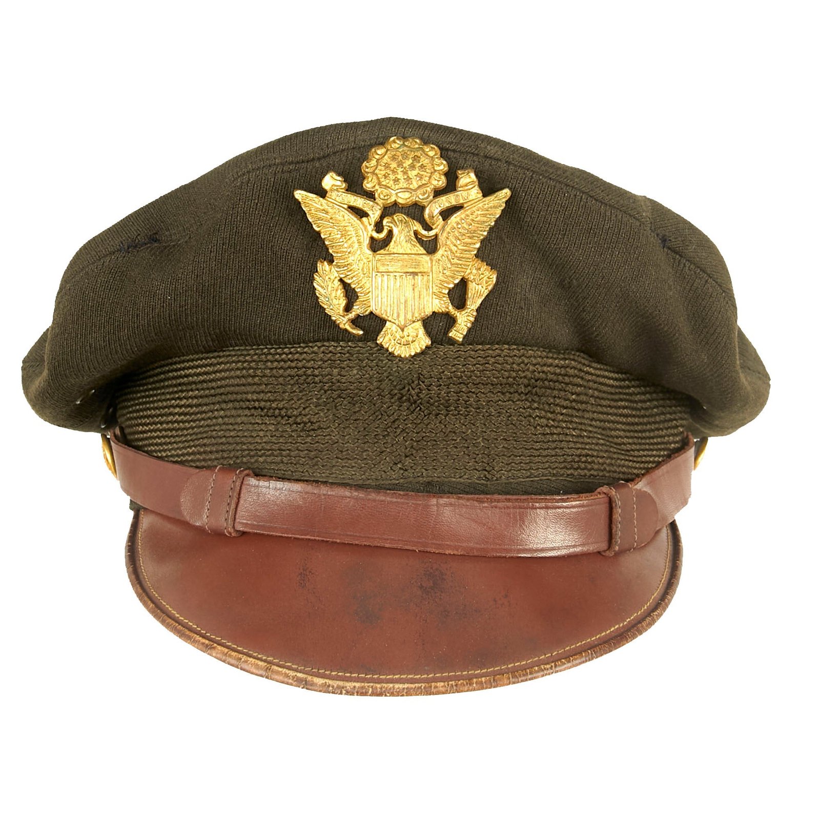 Buy Original U.S. WWII USAAF Officer OD Green Crush Cap By Society Brand Headwear - Size 6¾ | Original Firearms Antique For Sale