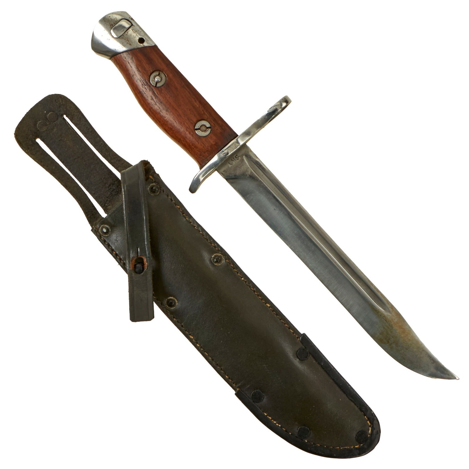 Buy Original Finnish WWII M39 Mosin Nagant Kulmala SK.Y Civil Guard Bayonet With Scarce Leather Scabbard | Original Firearms Antique For Sale