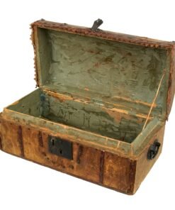 Buy Original U.S. American Revolutionary War Era Deerhide-Covered Trunk with Leather Trim & Original Handles | Original Firearms Antique For Sale