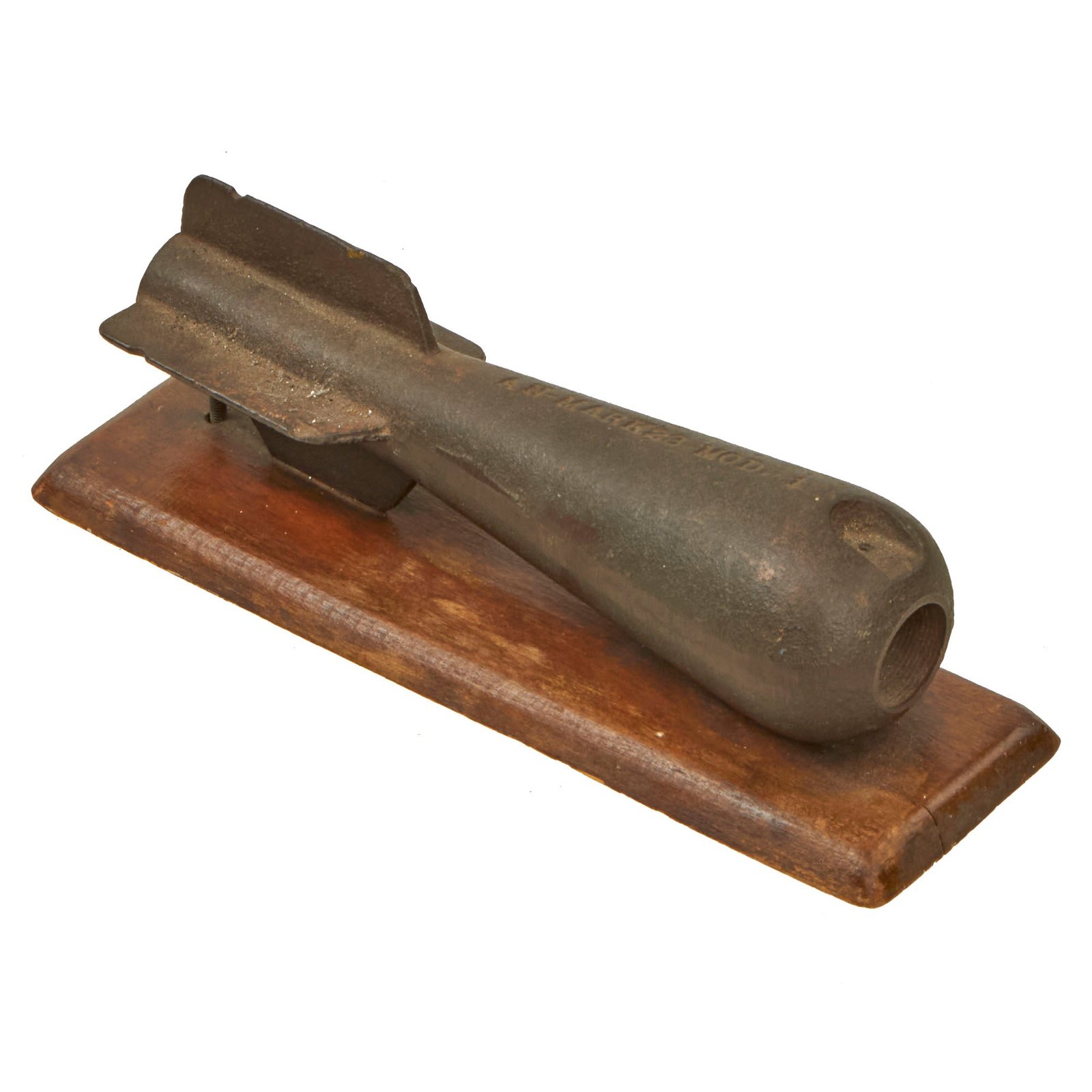 Buy Original U.S. WWII Inert Navy Mk-23 Mod-1 60mm Mortar Practice Bomb on Period Mount | Original Firearms Antique For Sale