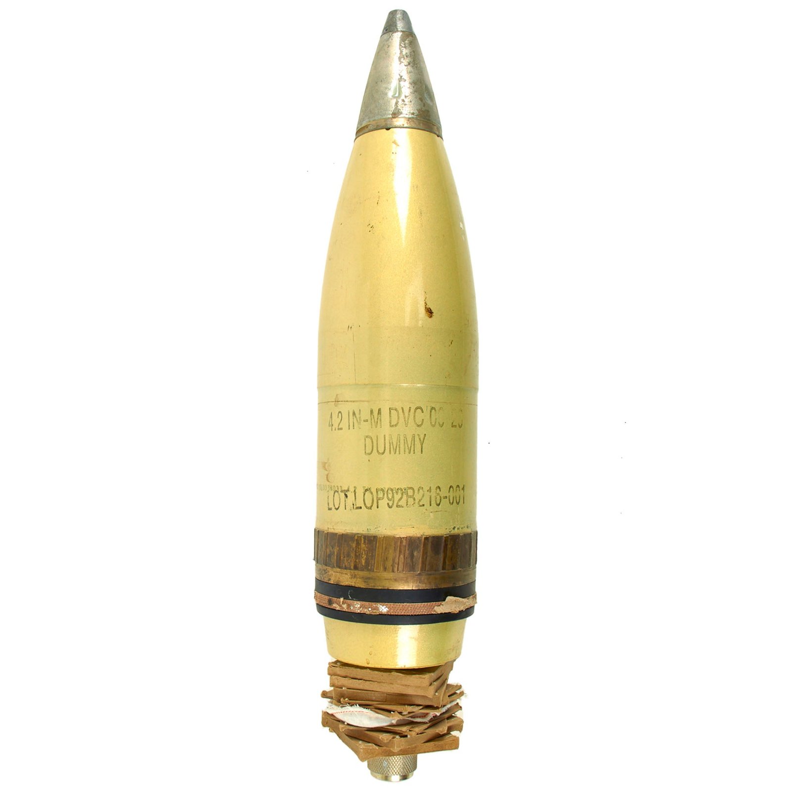 Buy Original U.S. Vietnam War Era M329A2 4.2” Chemical Mortar Round Made Inert for Training with Inert Lifter Packs - Dated 1974 | Original Firearms Antique For Sale