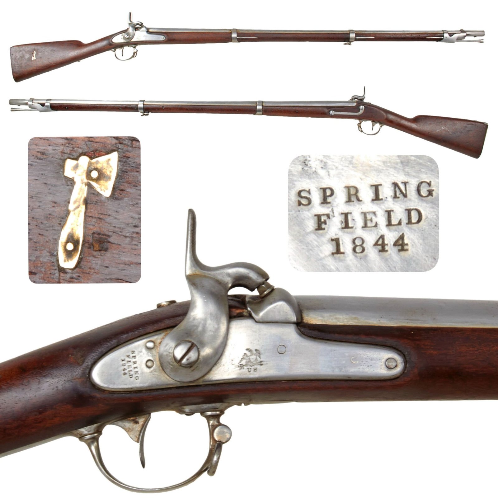 Original U.S. Civil War Era Springfield Model 1842 Percussion Musket by Springfield Arsenal - Dated 1844