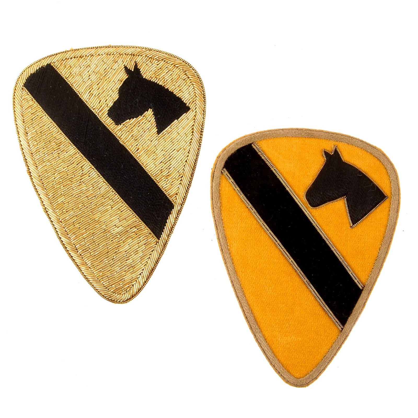 Original U.S. Korean War Tremendous Japanese-Made 1st Cavalry Division Bullion SSI - Lot of 2