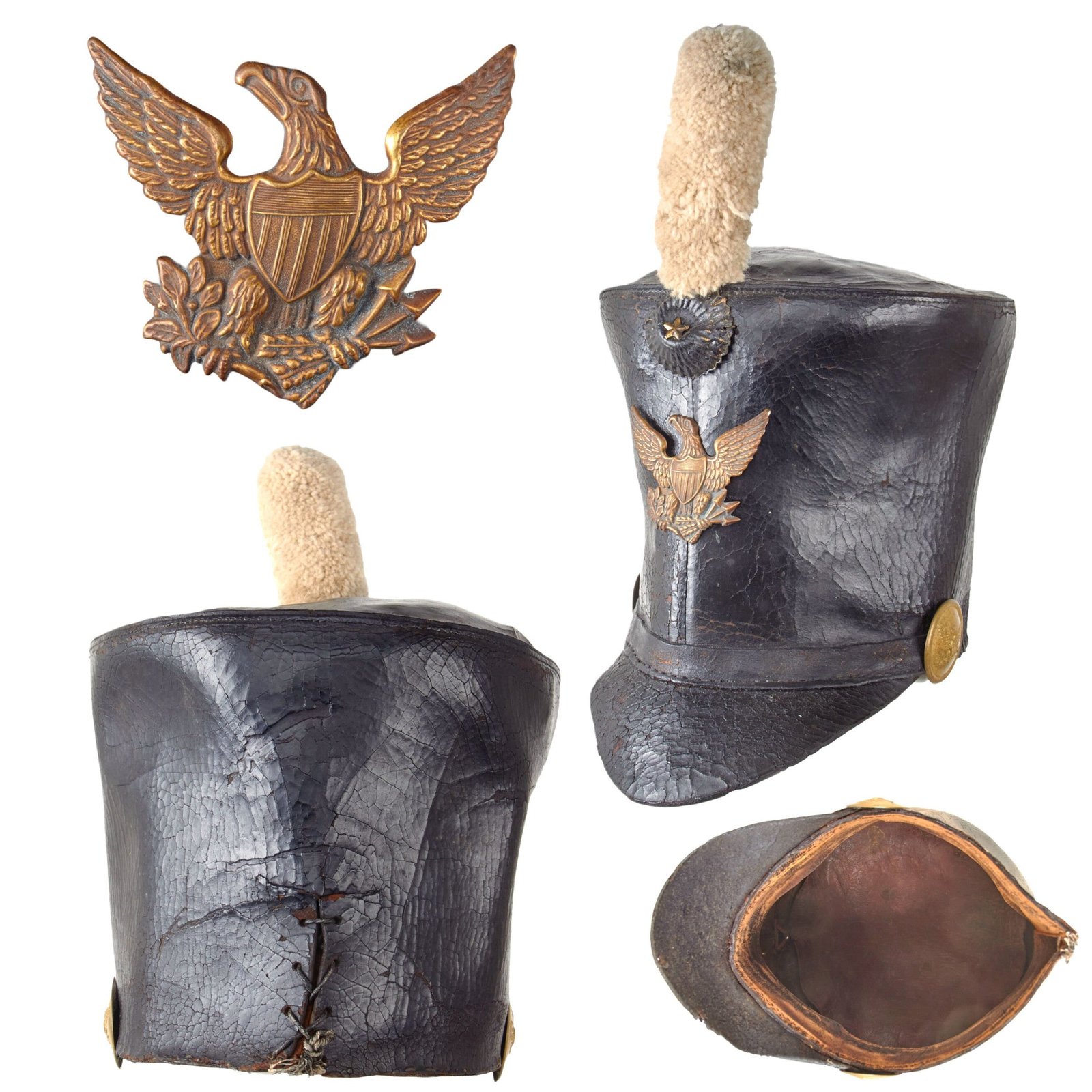 Original U.S. Seminole Wars Era Model 1824 Bell Crown “Tar Bucket” Shako with Tuft & Scarce Laced Back
