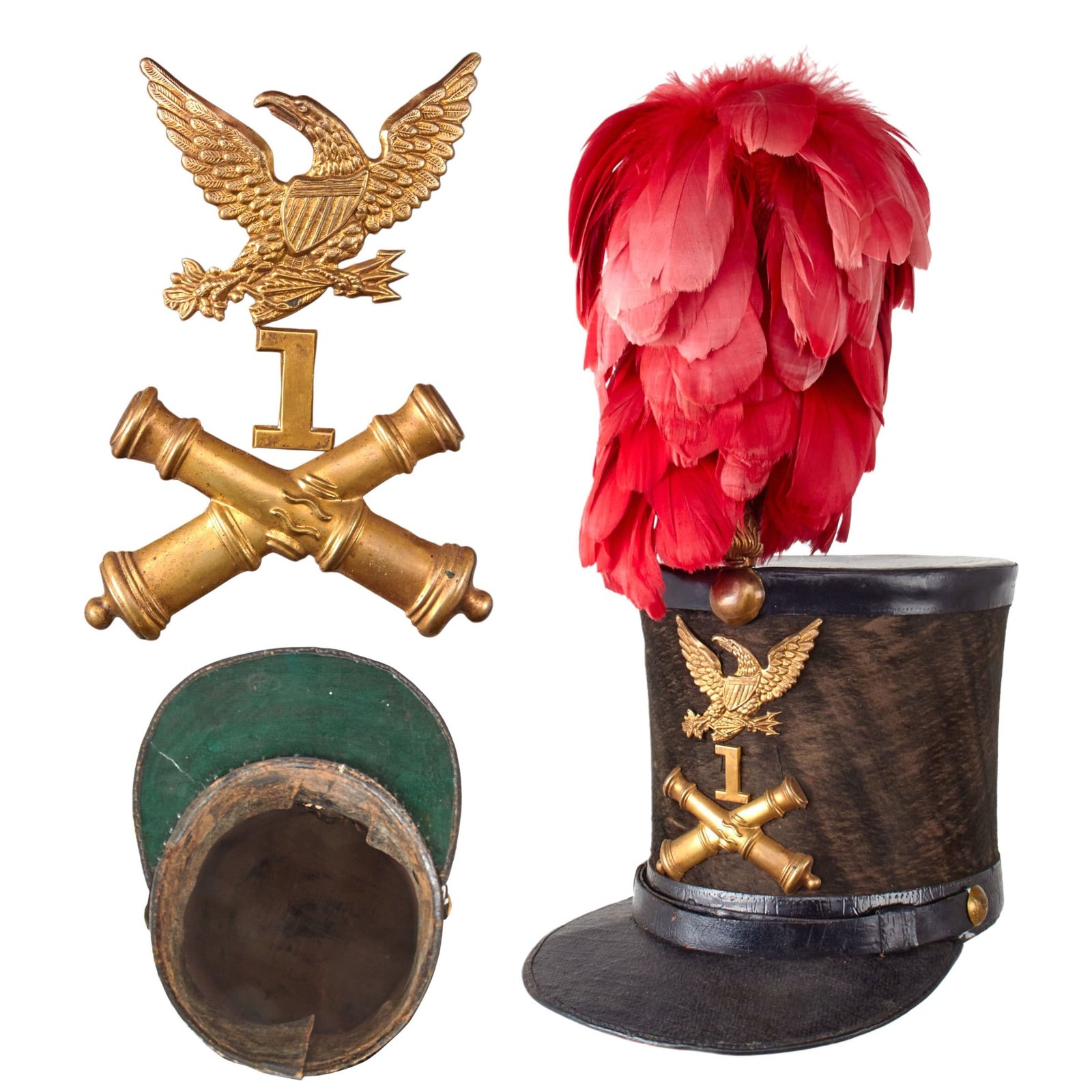 Original U.S. Pre-Civil War Era US Army 1st Artillery Regiment Model 1832 Beaver Pelt “Stovepipe” Shako