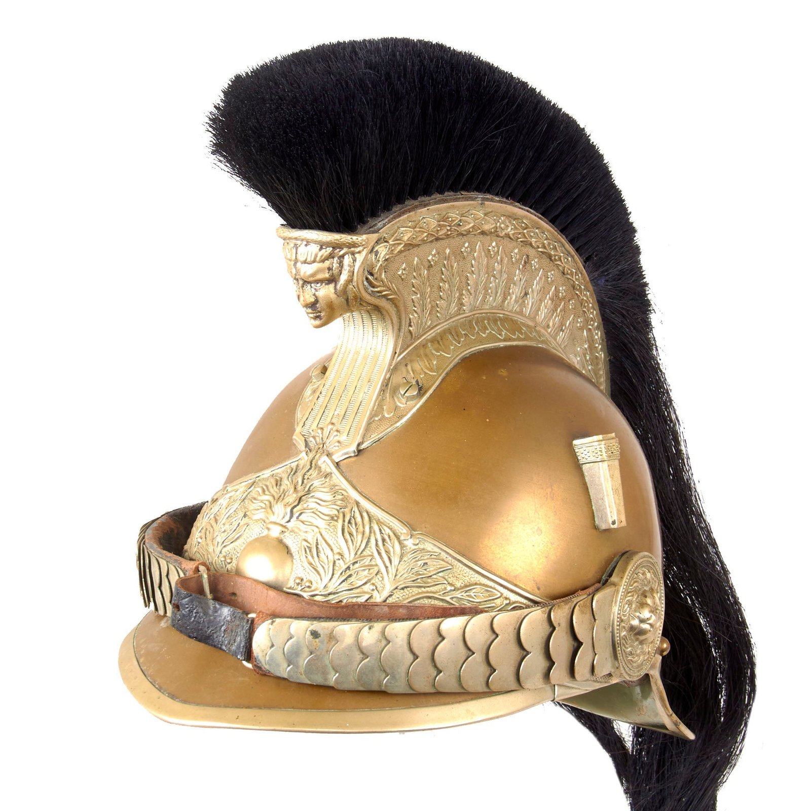 Original French WWI Model 1870 Enlisted Trooper’s Cuirassier Helmet with Horsehair Tail by B. Franckbseskus of Aubervillie - Size 56