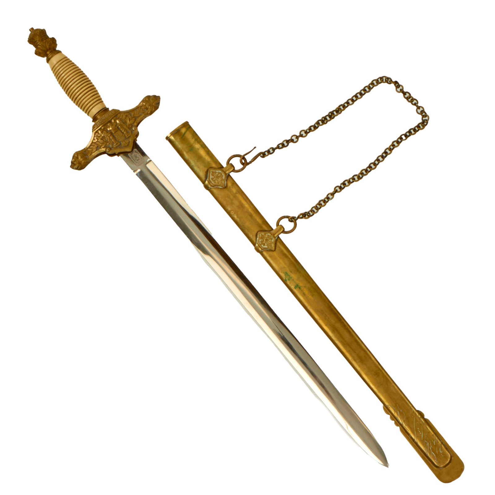 Original Spanish Civil War Era 1940 General Infantry Academy Cadet Dagger with Scabbard and Hanger Chain