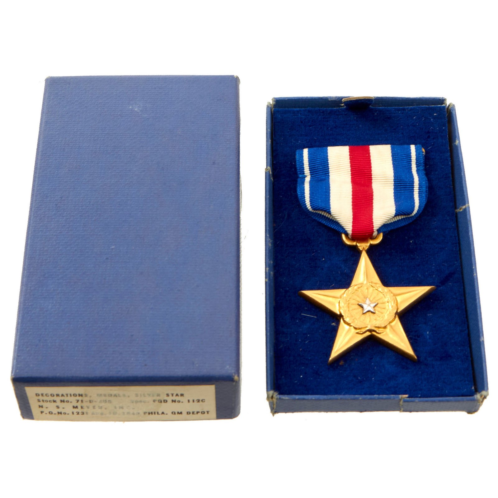 Original U.S. WWII Silver Star Medal by N.S. Meyer Inc. in Issue Box Dated 1943