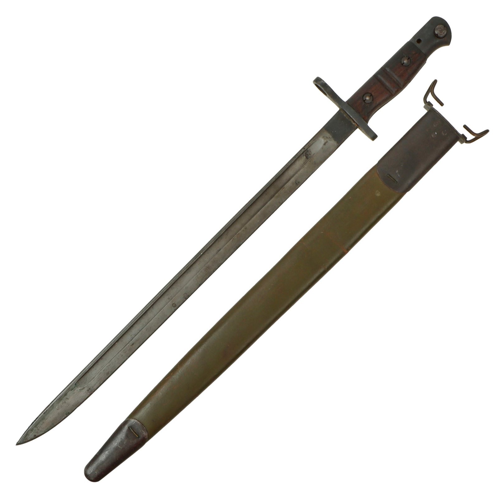Original U.S. WWI M1917 Enfield Rifle & Trench Gun Bayonet by Remington with Scabbard - Dated 1917