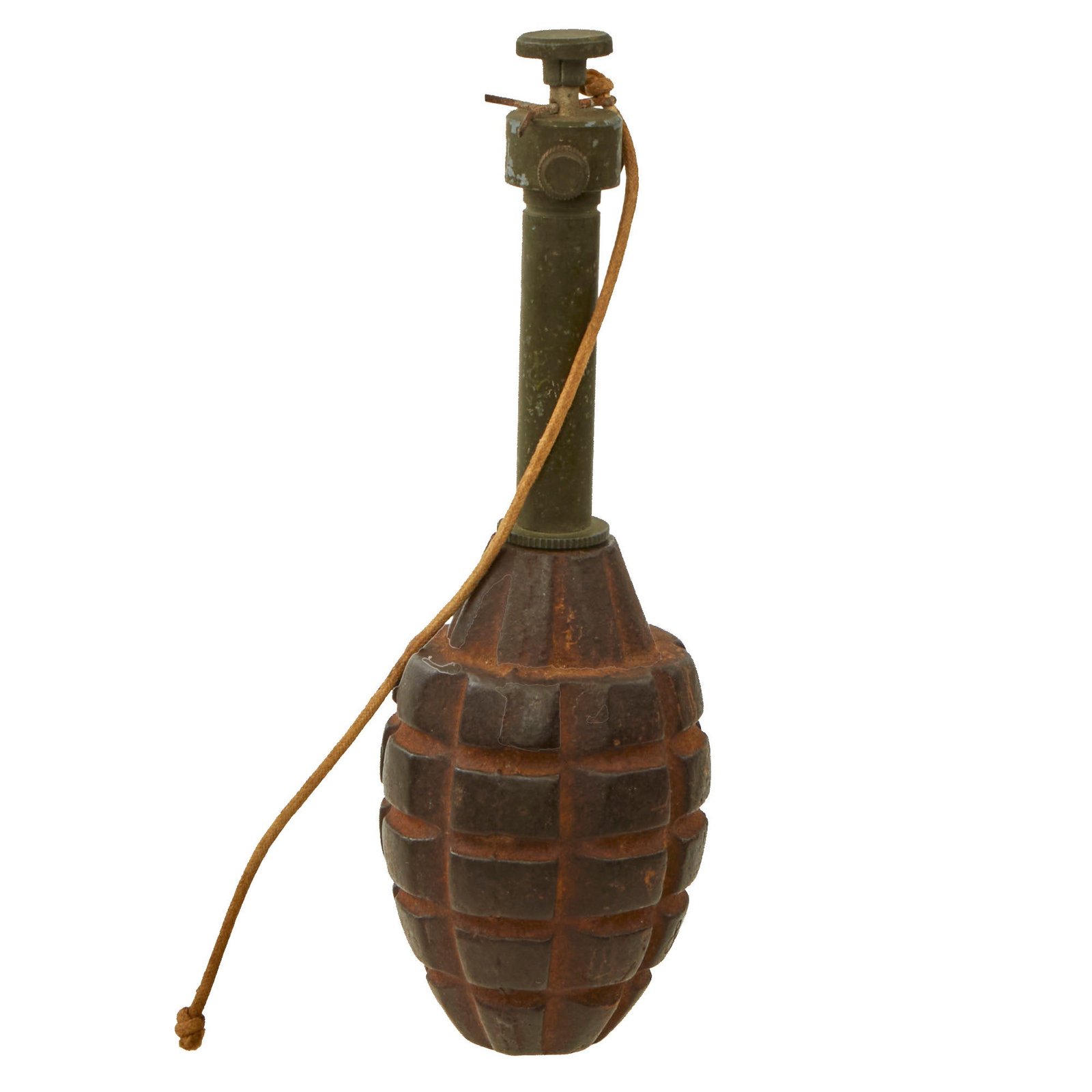 Original U.S. WWII Inert MkII Pineapple Grenade with Demilitarized M1 Firing Device Release