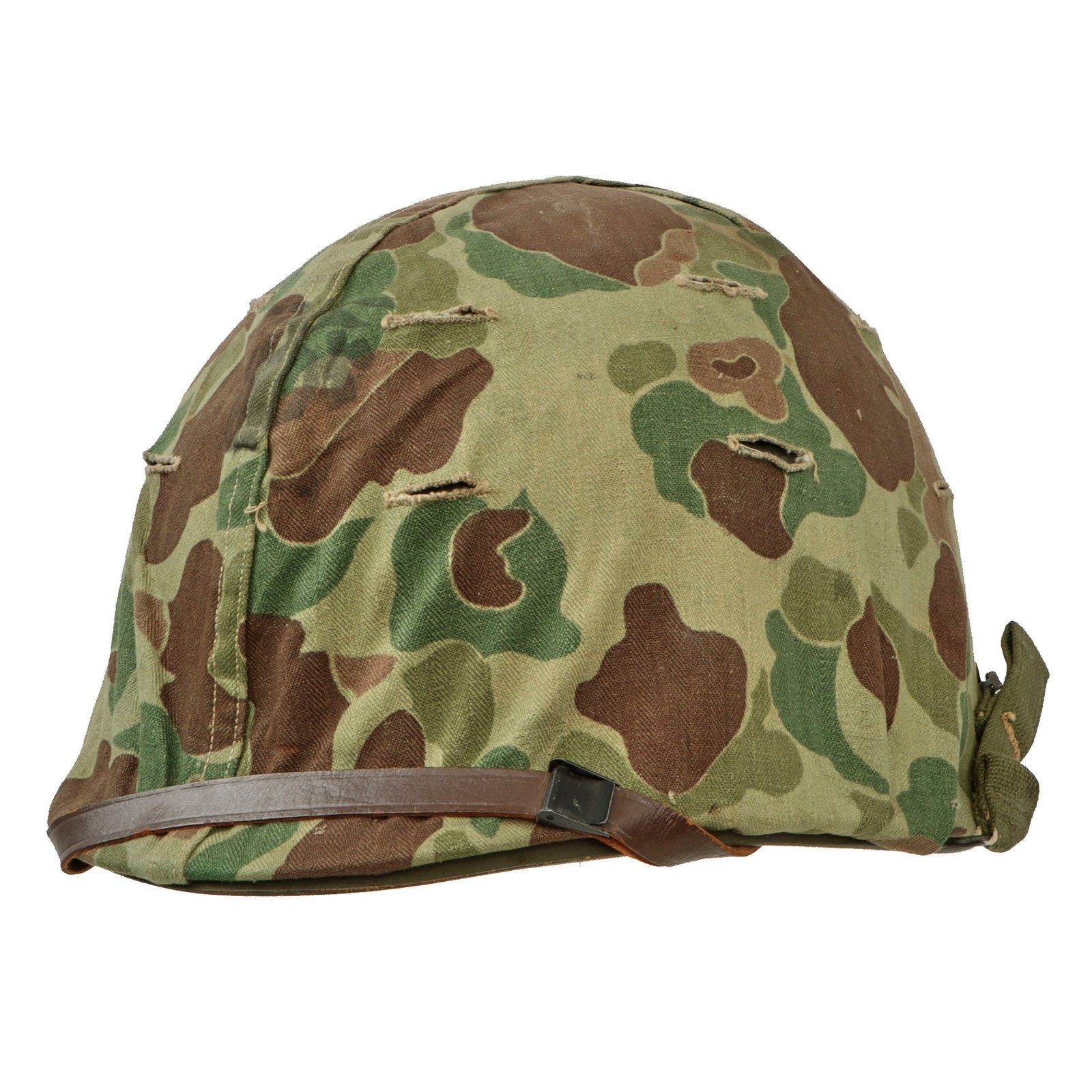 Original U.S. Korean War USMC M1 Helmet with CAPAC Liner and Blue Anchor 1953 USMC Cover With Stenciled Eagle, Globe and Anchor - Complete