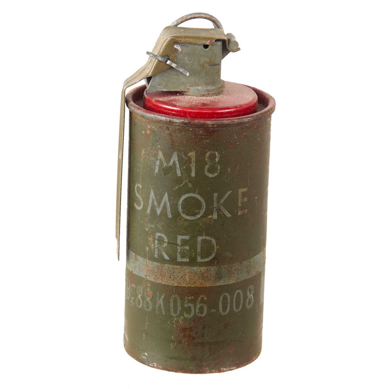 Original U.S. Cold War / Desert Storm Era Inert Red M18 Smoke Grenade With M201A1 Fuze