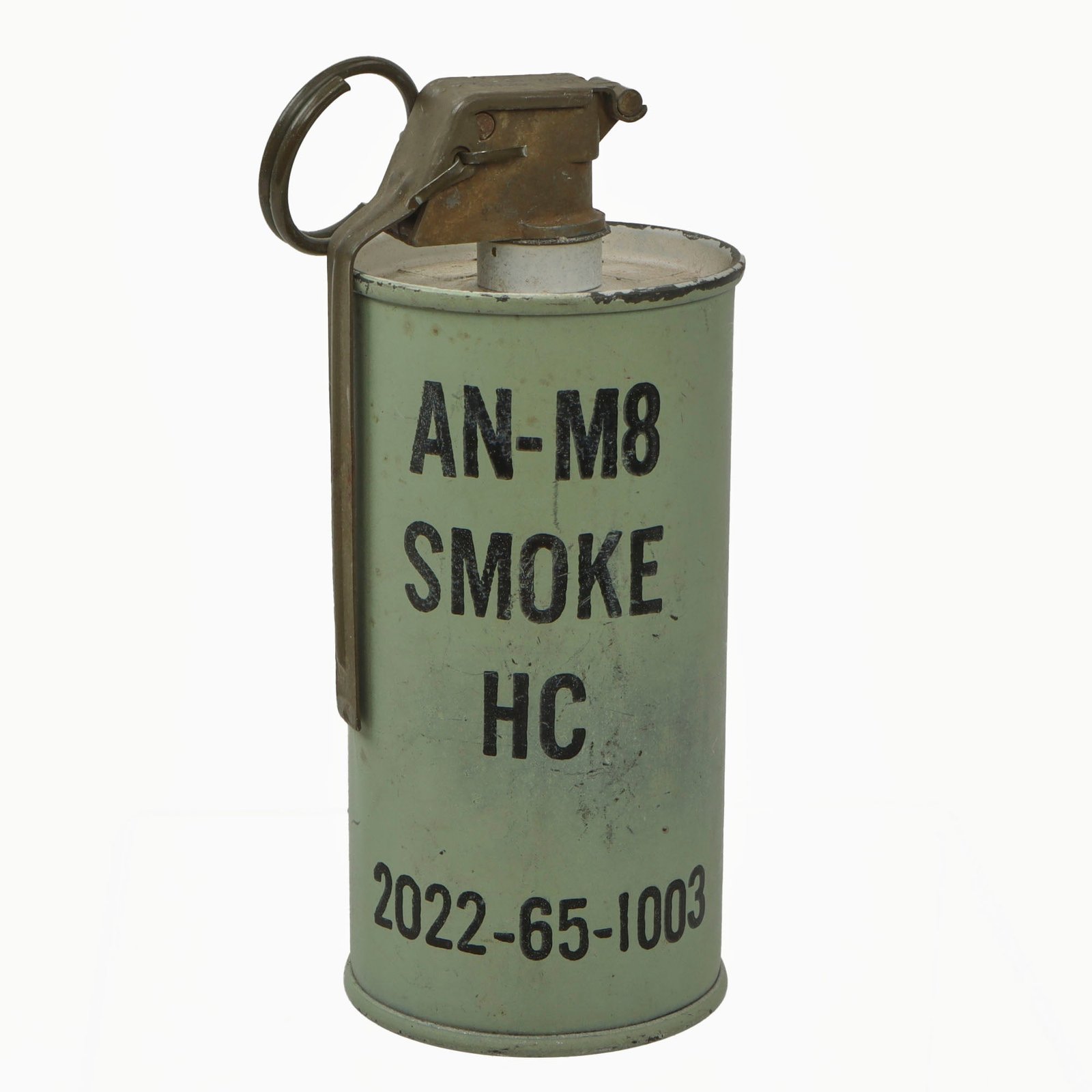 Original U.S. Vietnam War Era Inert Burning White Smoke (HC) AN-M8 Smoke Grenade With M201A1 Fuze