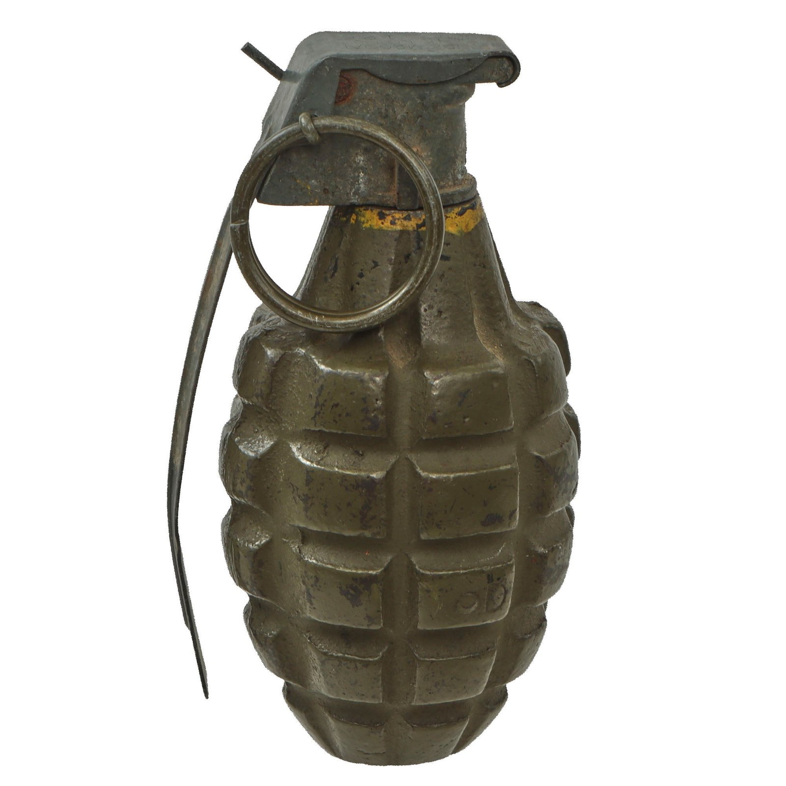 Original U.S. WWII Inert MkII Pineapple Grenade with Yellow Ring with M200A1 Fuze