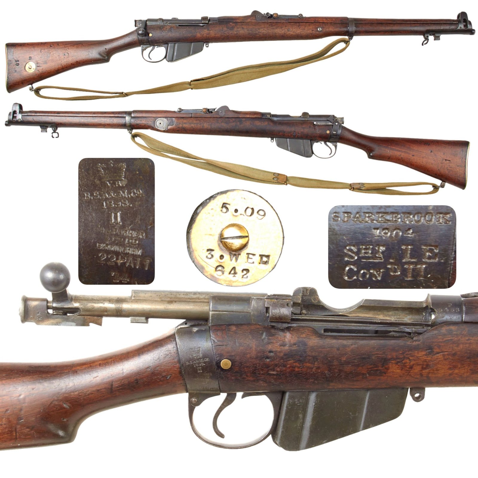 Original British WWI Lee-Metford MkII dated 1893 Converted to S.M.L.E. in 1904 and .22 Trainer in 1914 with Web Sling - Serial P 5456