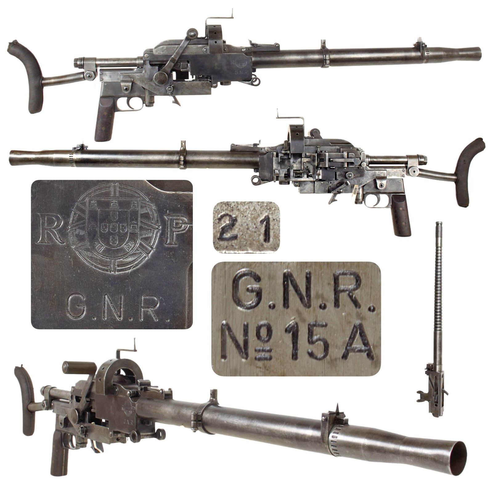 Original WWII Rare Danish Madsen M-1924 Belt Fed Tanker Display Machine Gun with Internal Components - Serial G.N.R. No. 15A