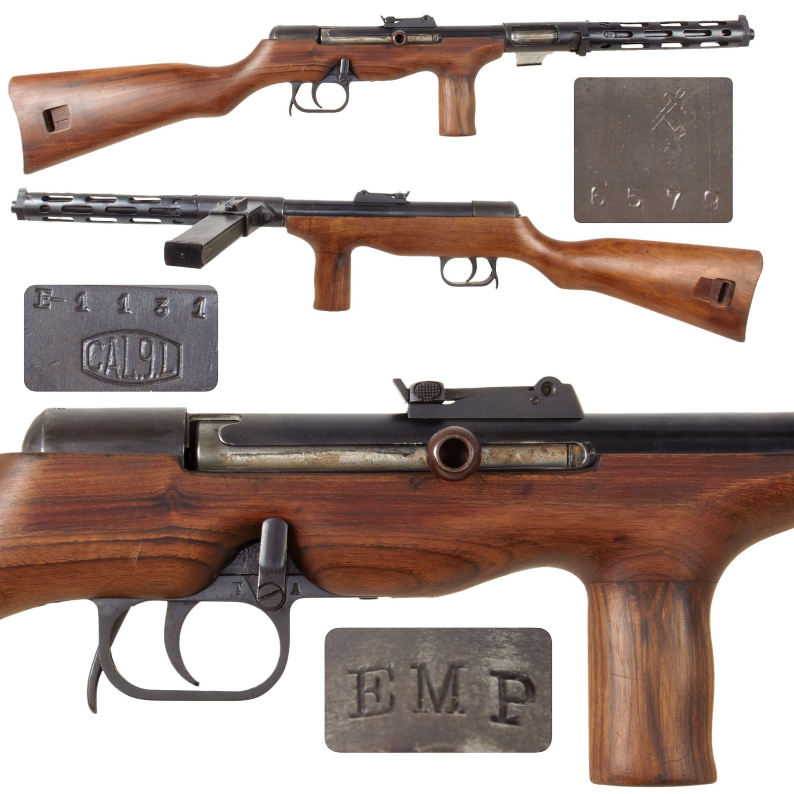 Original German Pre-WWII ERMA EMP Display Sub Machine Gun with Spanish Civil Guard Marked Magazine - Serial E-1131