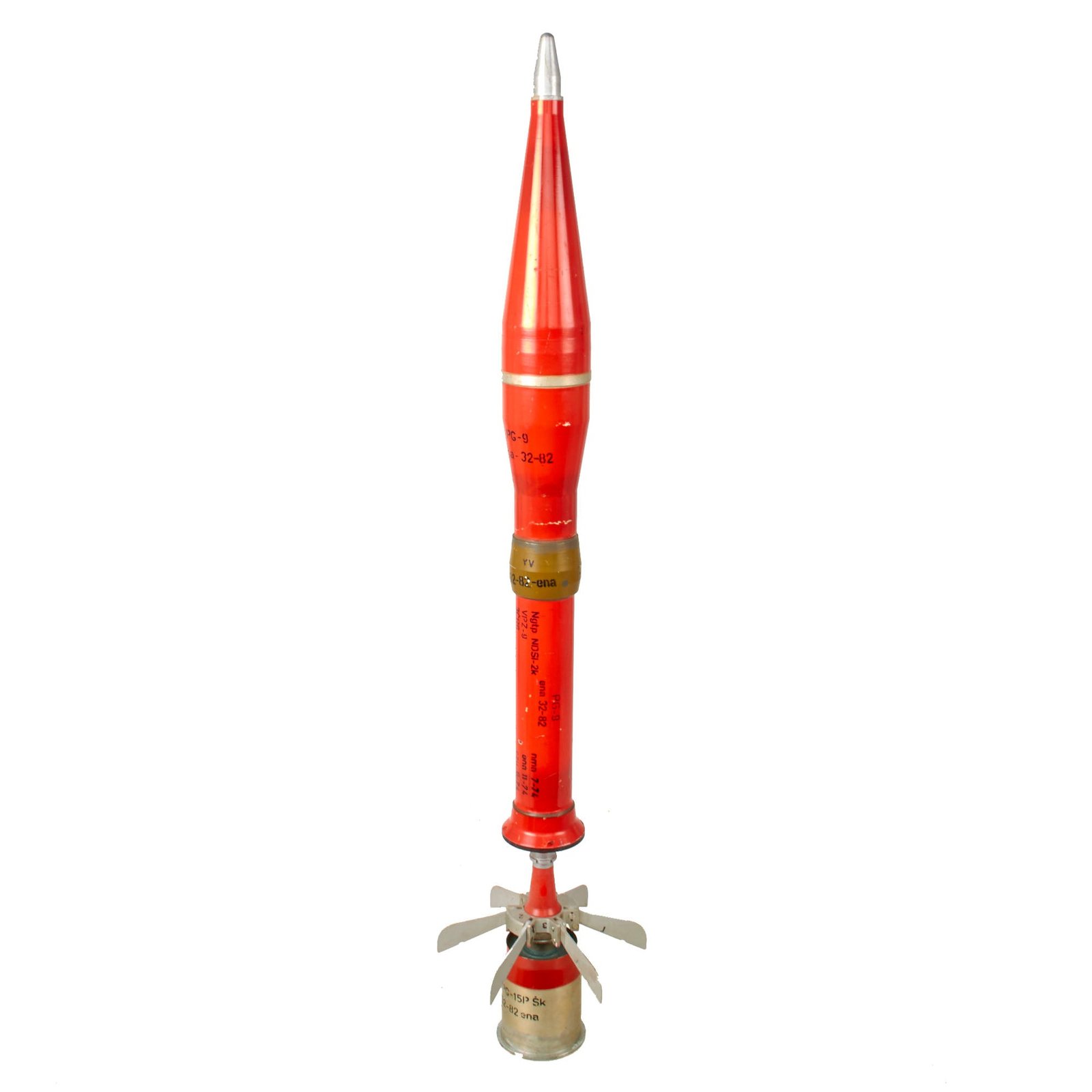 Original Czech Cold War Era Inert SPG-9 Recoilless Anti-Tank Gun Training Rocket - Dated 1982