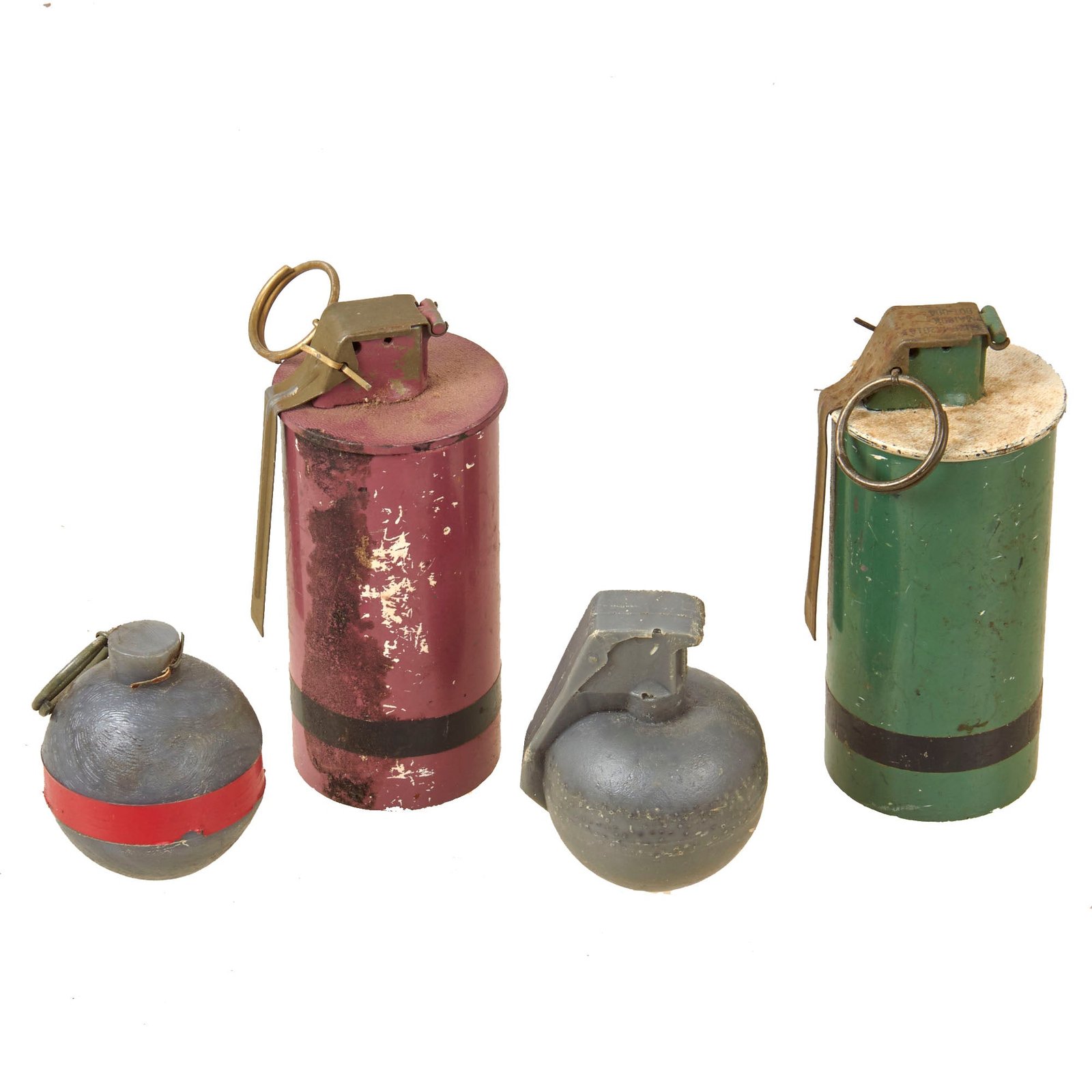 Original U.S. Vietnam War Era Inert Explosive Ordnance Disposal Training Grenade Lot - 4 Items