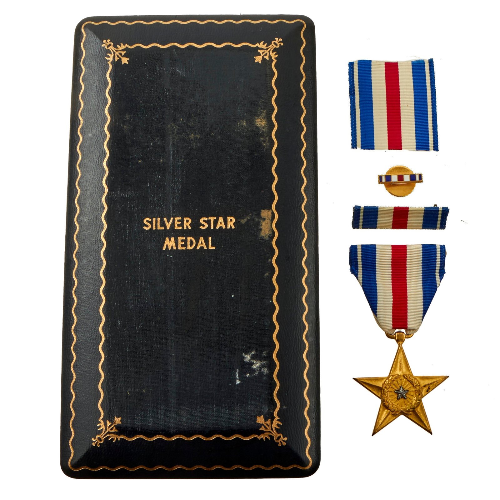 Original U.S. WWII Silver Star Set With Pin & Proper Presentation Case