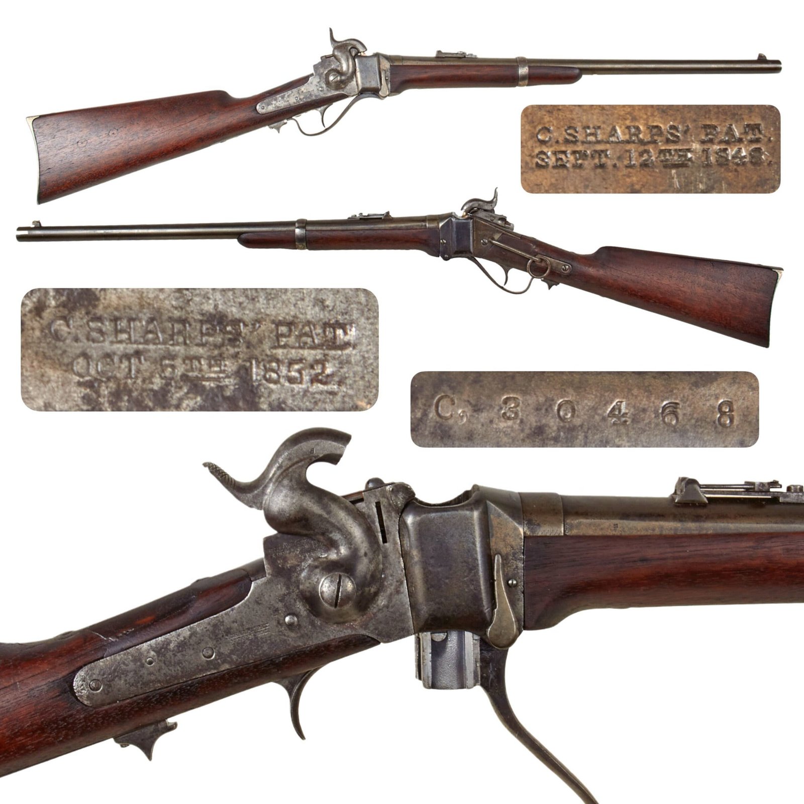 Original U.S. Civil War Sharps New Model 1863 Vertical Breech Saddle-Ring Carbine - Serial C,30468 - Unconverted