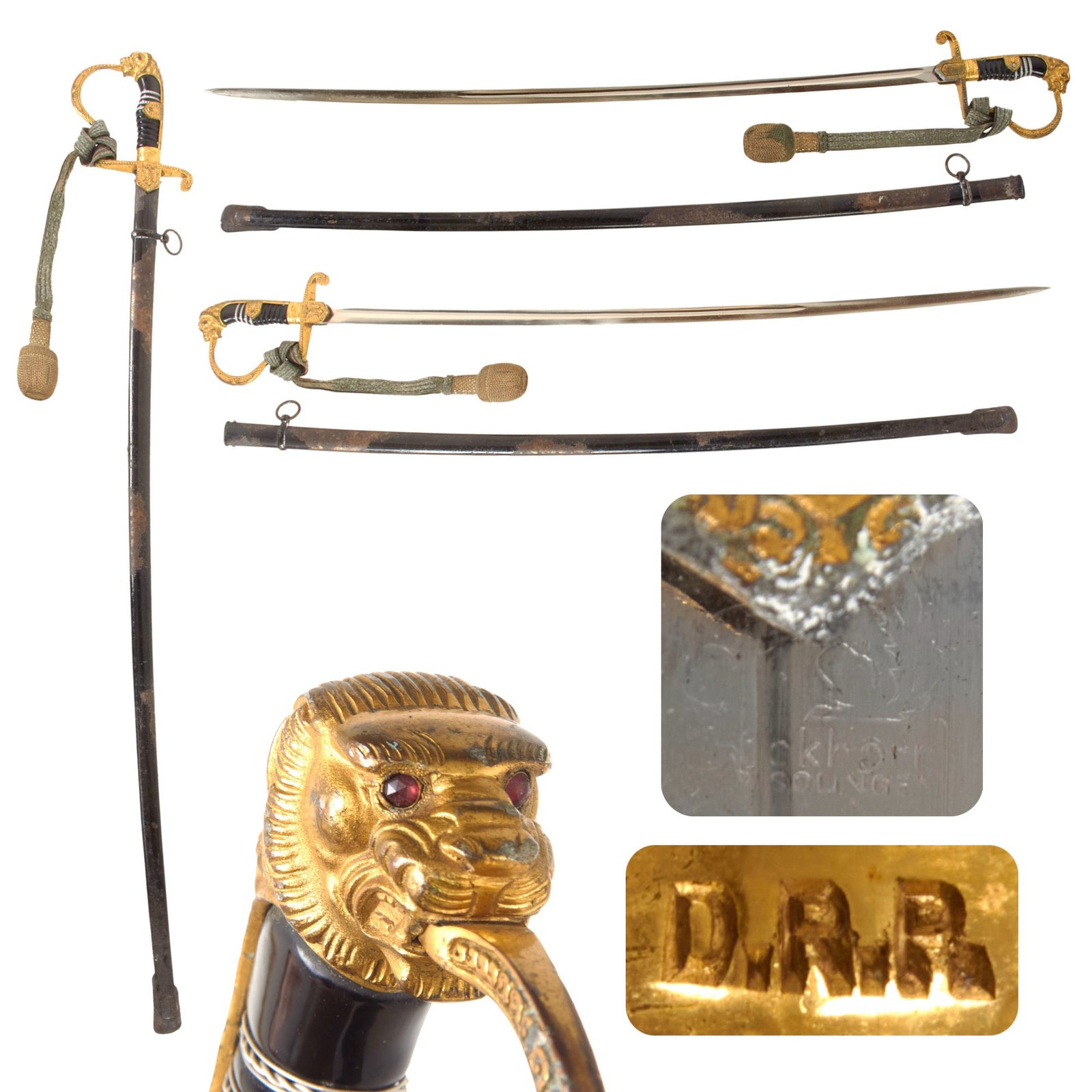 Original German WWII Field Marshal Series Lion Head Zieten Pattern Army Officer Sword by Carl Eickhorn with Scabbard and Troddel Knot