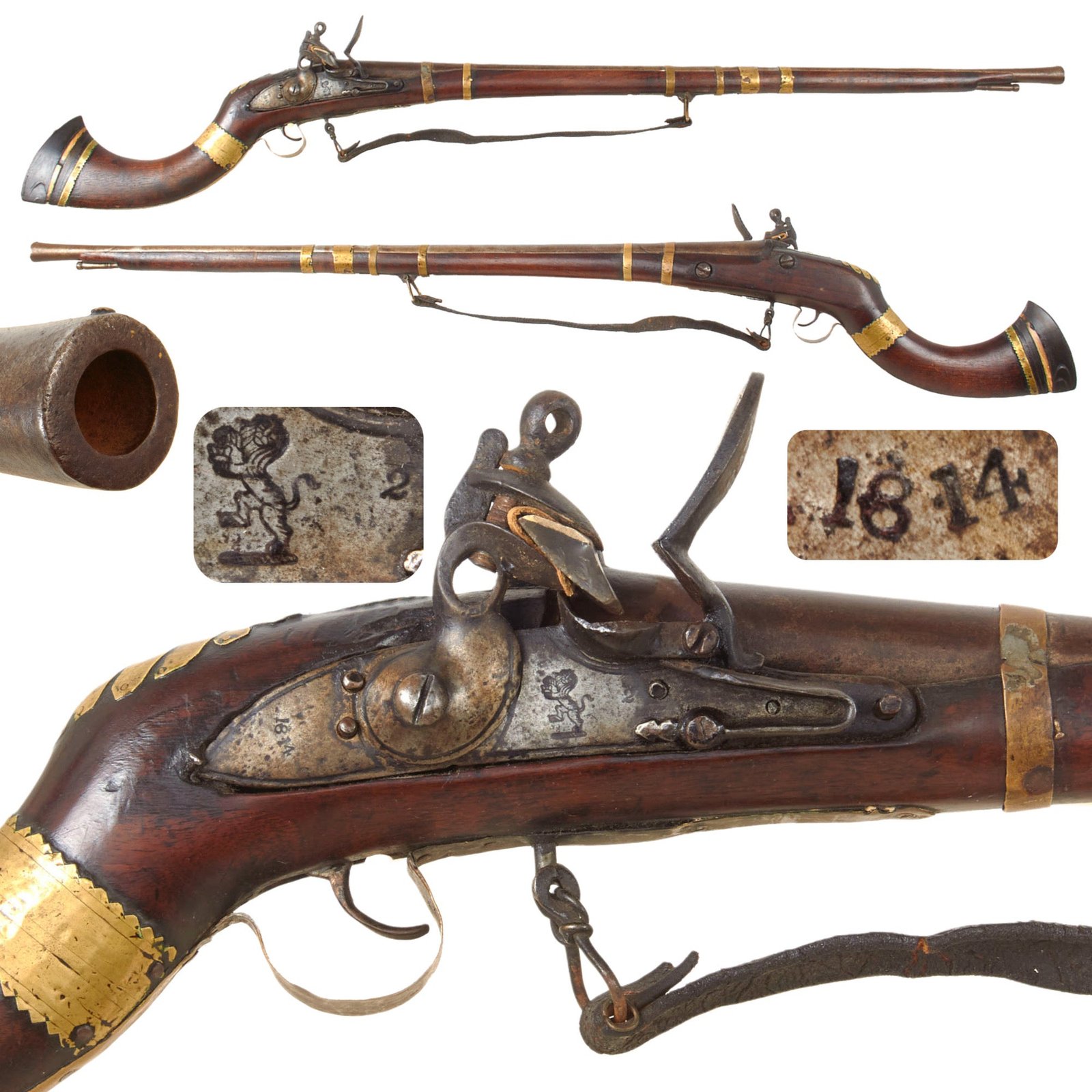 Original Indian - Afghan Frontier Flintlock Jezail Musket with British EIC Brown Bess Rampant Lion Lock Dated 1814