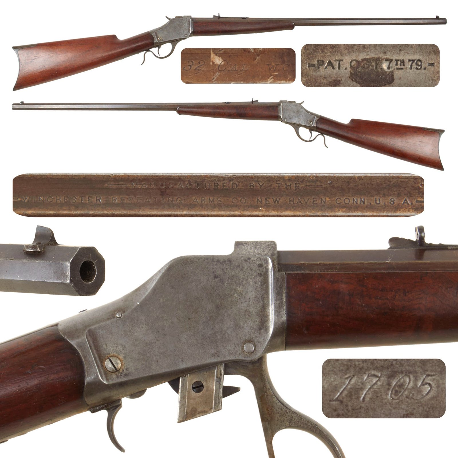 Original U.S. Winchester Model 1885 "High Wall" .32-20 WCF Single Shot Rifle with 28" Octagon Barrel Made in 1886 - Serial 1705