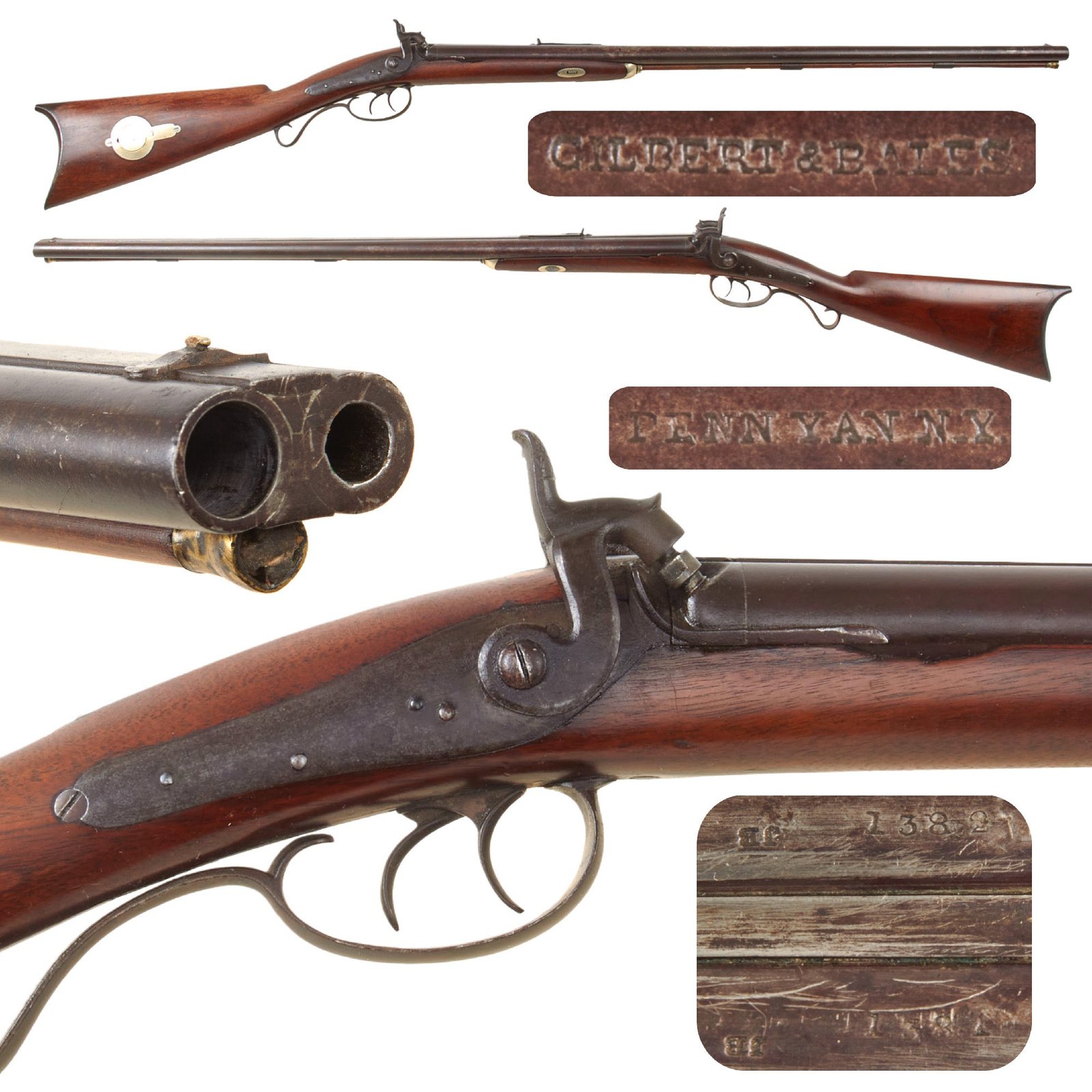 Original 19th Century U.S. Double Barreled Cape Percussion Combination Gun by Gilbert & Bales of Penn Yan, NY - Circa 1850
