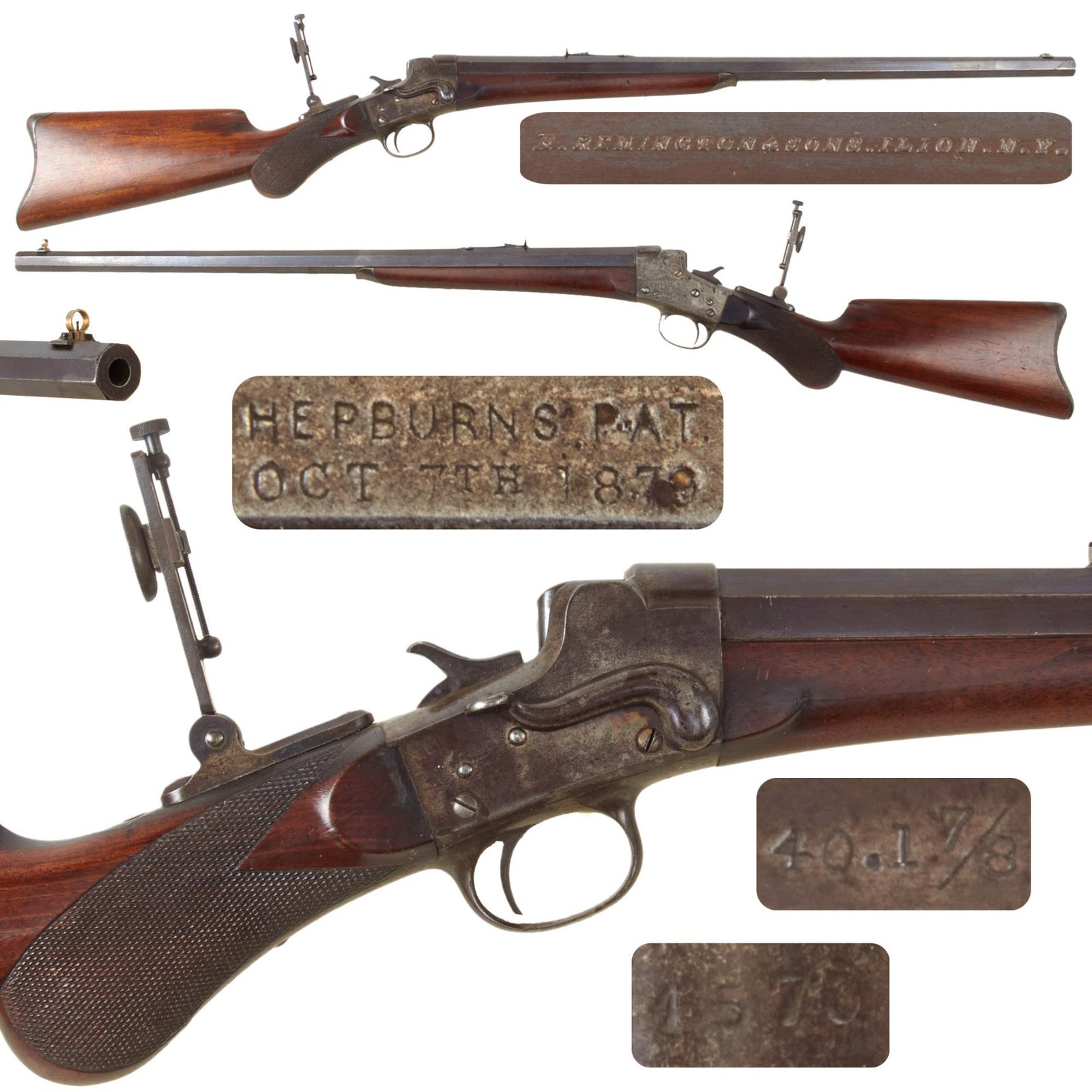 Original U.S. Remington-Hepburn No.3 Falling Block Target Sporting Rifle in .40-50 Sharps Straight Caliber with Aperture Sight - Serial 4570