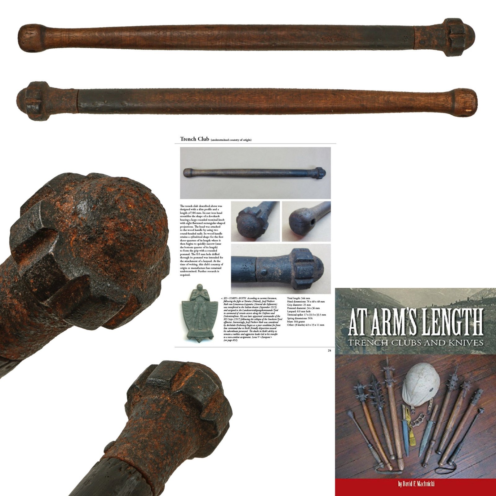 Original German WWI Trench Raiding Club with Eierhandgranate-Shaped Head - Featured in “At Arms Length: Trench Clubs and Knives Volume I” by David F. Machnicki - Only Known Example of Type