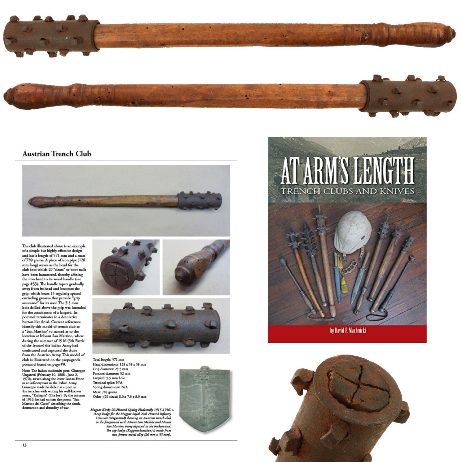Original Austro-Hungarian WWI San Martino Model Trench Raiding Club - Featured in “At Arms Length: Trench Clubs and Knives” by David F. Machnicki