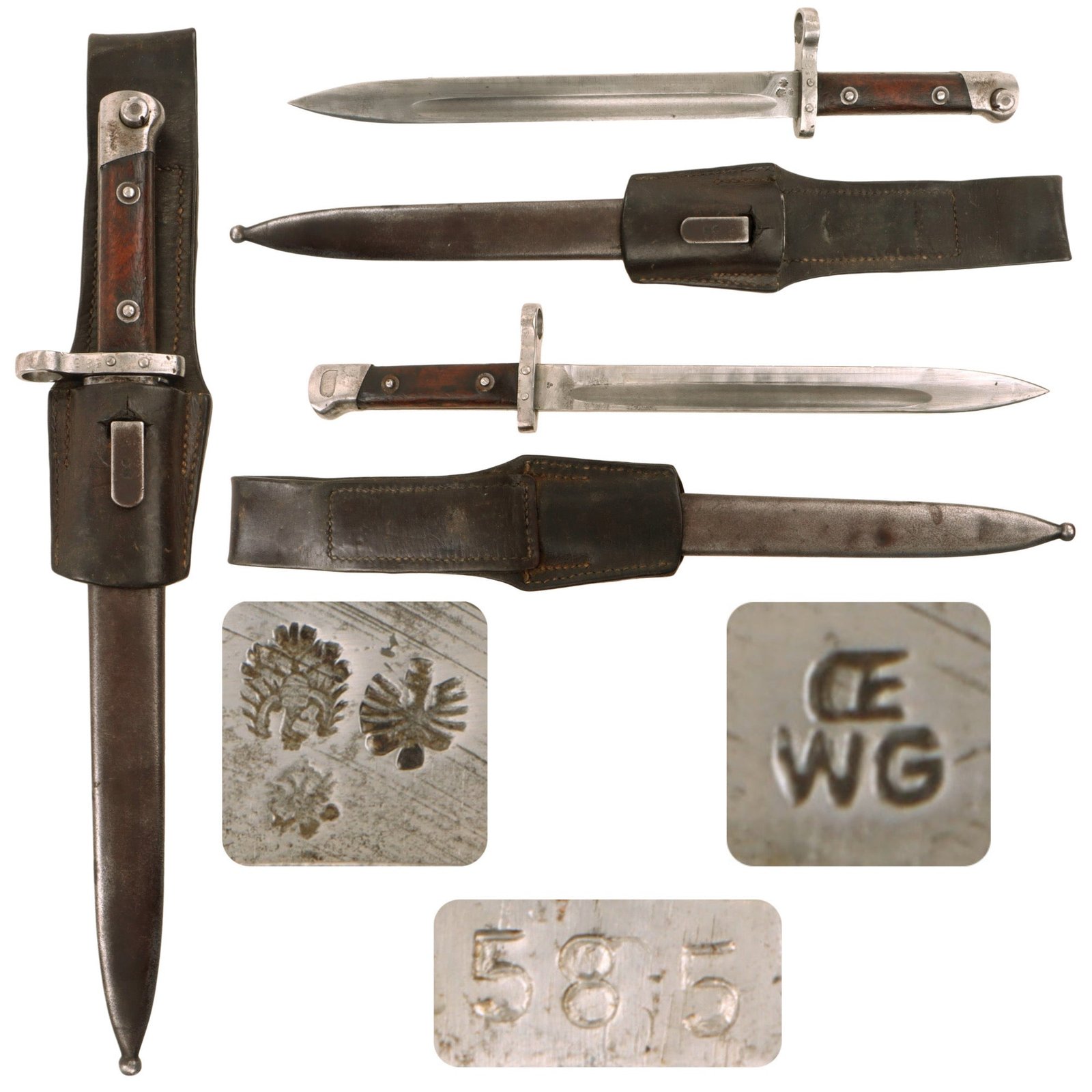 Original Austrian WWI Mannlicher M1895 Rifle Bayonet by ŒWG Steyr with Scabbard & Frog - From Personal Collection of David Machnicki, Author of At Arm's Length Series