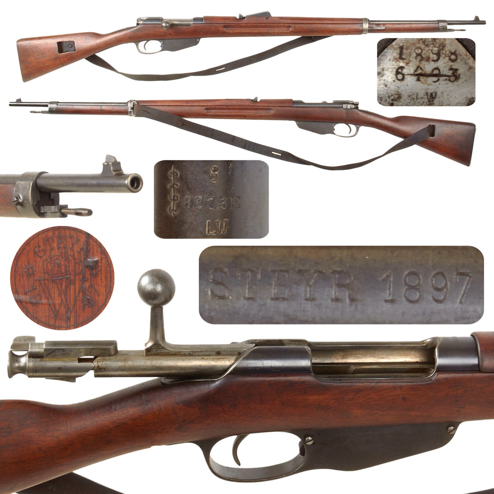 Original German WWII Captured and Modified Dutch Geweer M.95 Mannlicher Rifle by ŒWG Steyr Serial 8273E with Sling - Dated 1897
