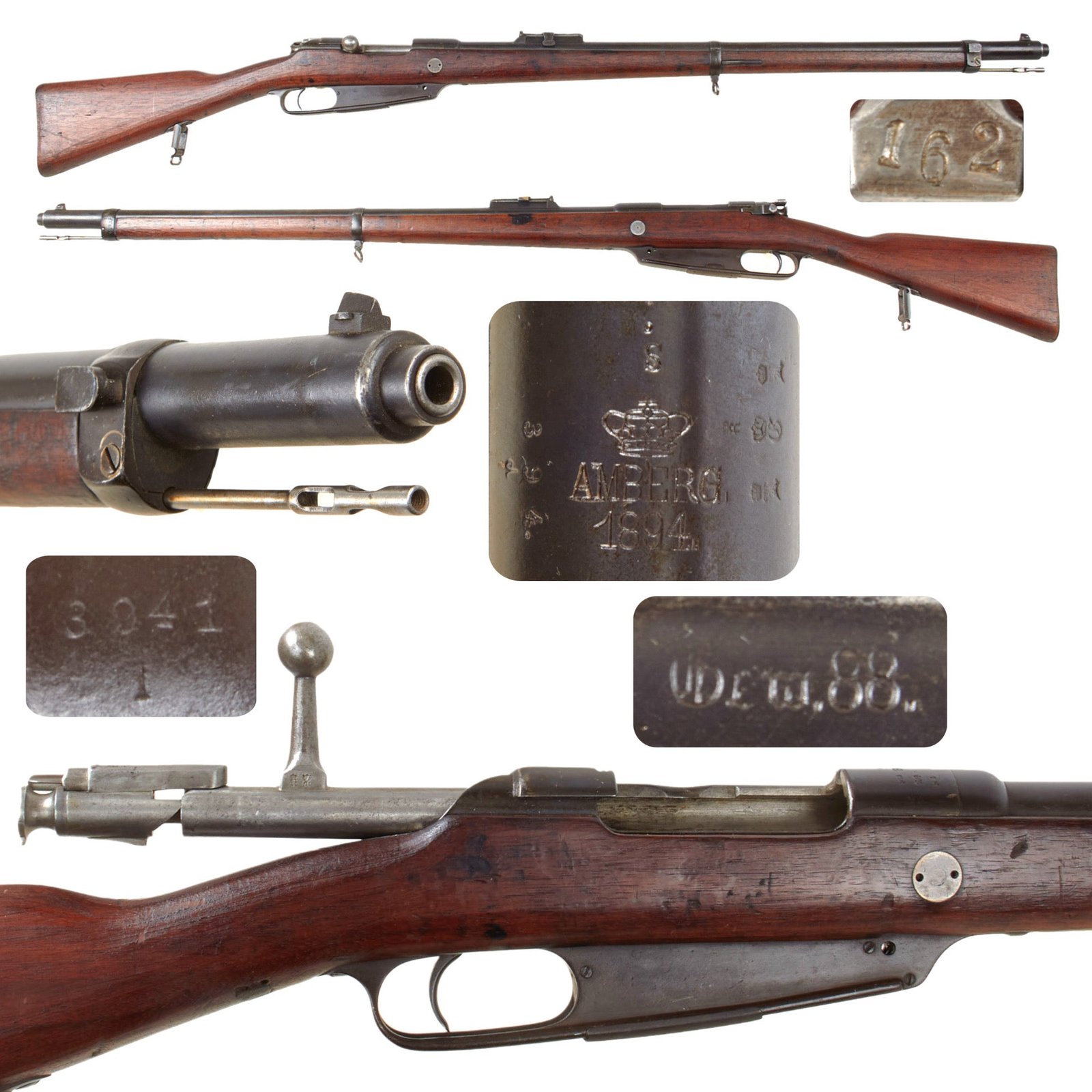 Original German Pre-WWI Gewehr 88/05 S Commission Rifle by Amberg Arsenal Serial 394 d with No Turkish Markings - Dated 1894
