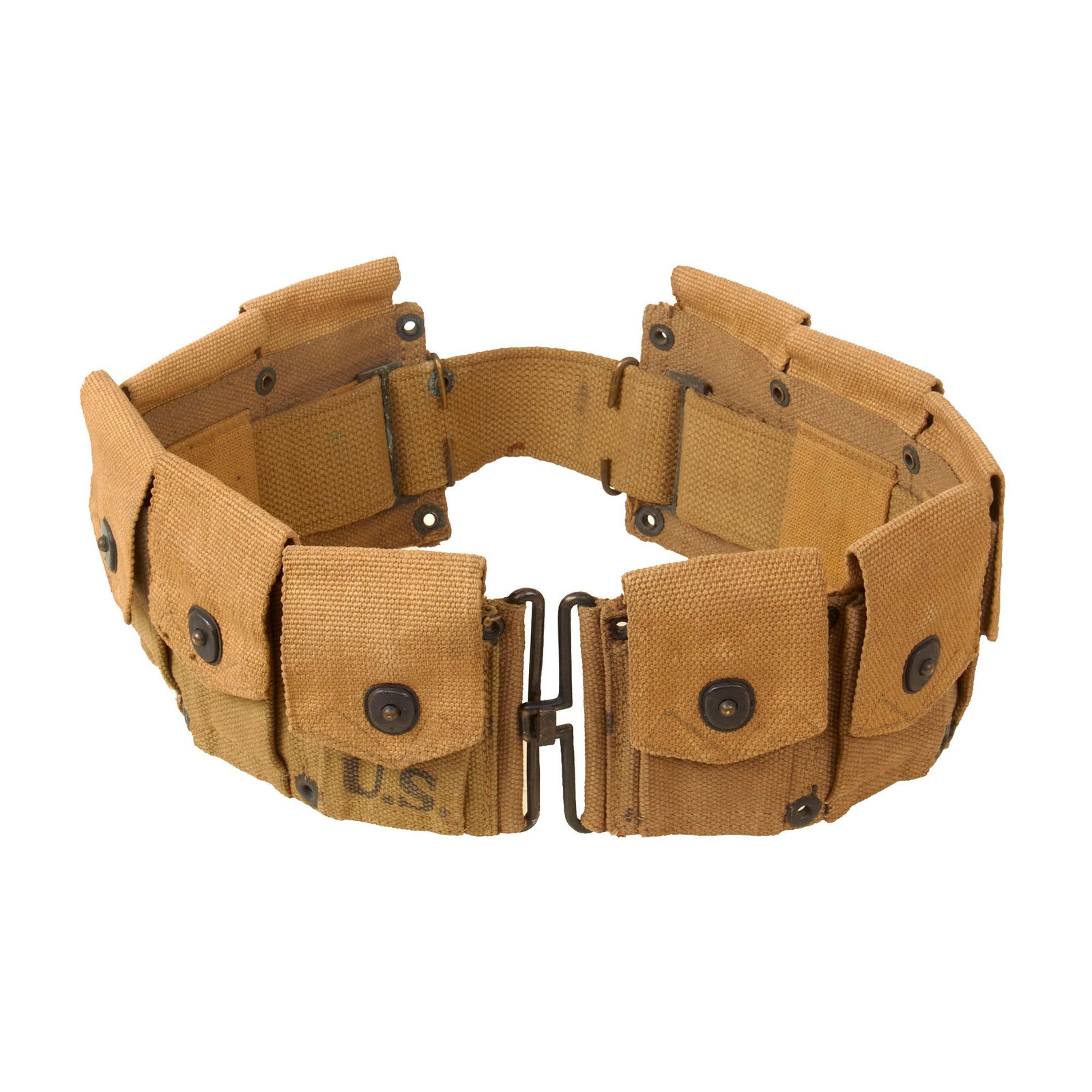 Original U.S. WWII M1923 Cartridge Belt in Transitional Two-Tone Color Scheme by Hinson Mfg. Co. - Dated January 1942