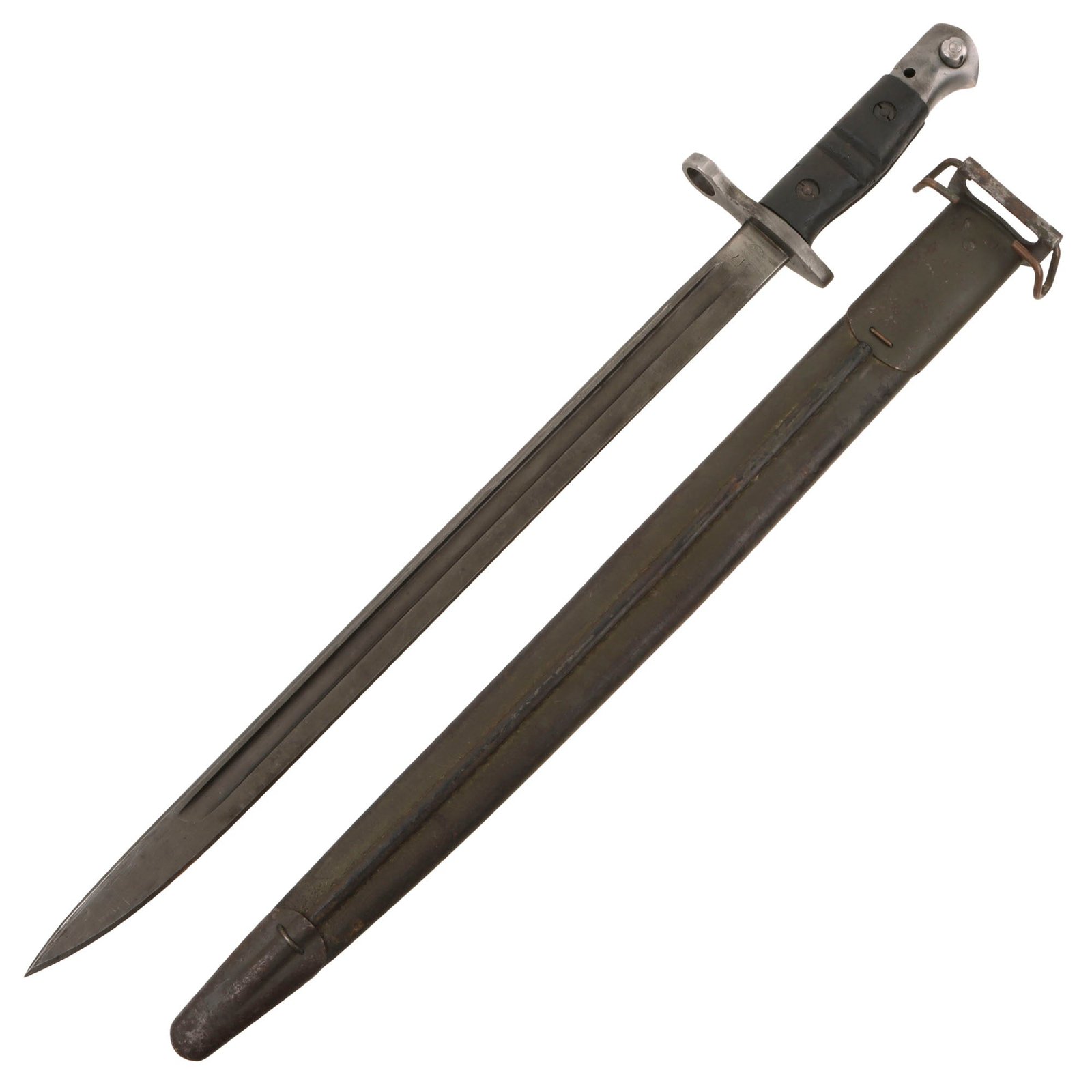 Original U.S. WWI M1917 Enfield Rifle & Trench Gun Bayonet by Remington with Scabbard - Dated 1917