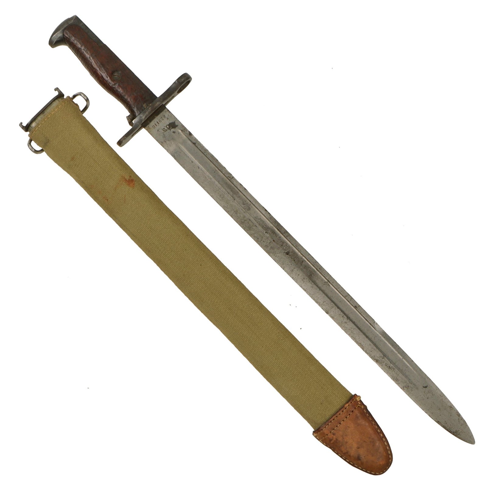 Original U.S. WWI M1905 Springfield Rifle 16" Bayonet by Springfield with M1910 Scabbard - Dated 1915