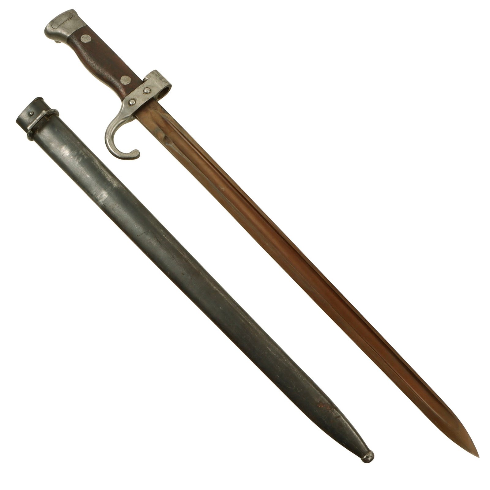 Original French WWI Era M1892 Sword Bayonet and Scabbard For The 8mm Mannlicher-Berthier M1890 Carabine de Cavalerie (Cavalry Carbine)