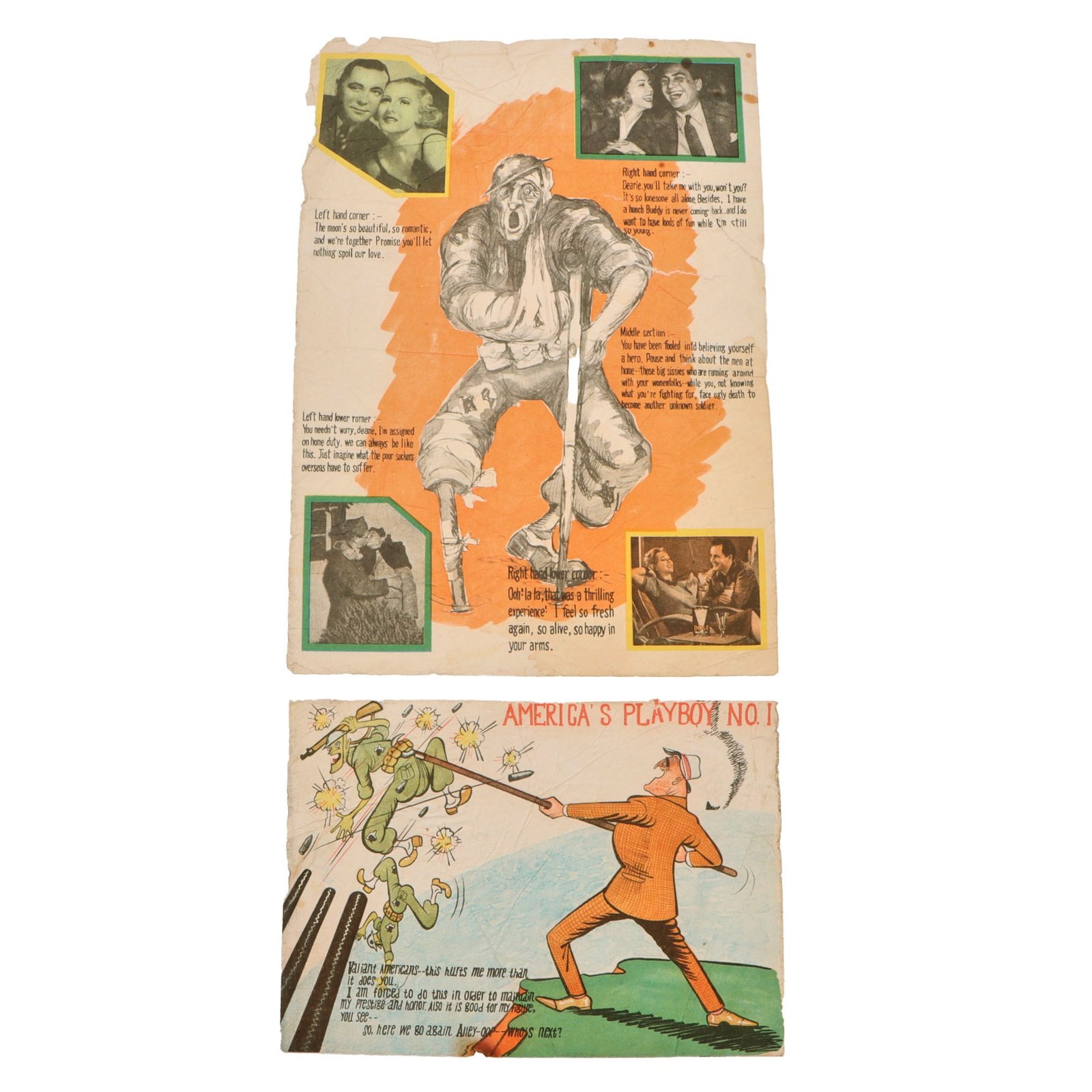 Original Japanese WWII Propaganda Leaflets Dropped on American Soldiers - Lot of 2