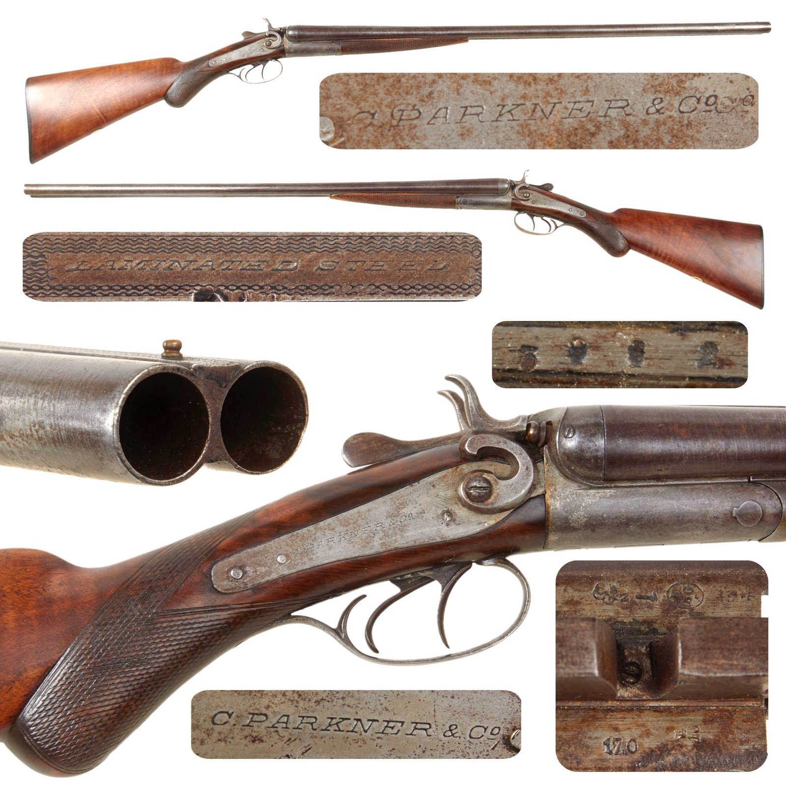 Original U.S. Belgian Made 16 Gauge Double Barrel Hammer Shotgun by C. Parkner & Co. Serial 10 - circa 1885