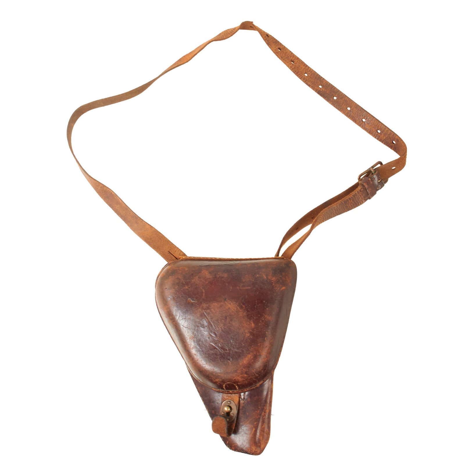 Original Japanese WWII Type 14 Nambu Pistol Leather Holster with Rare Shoulder Strap