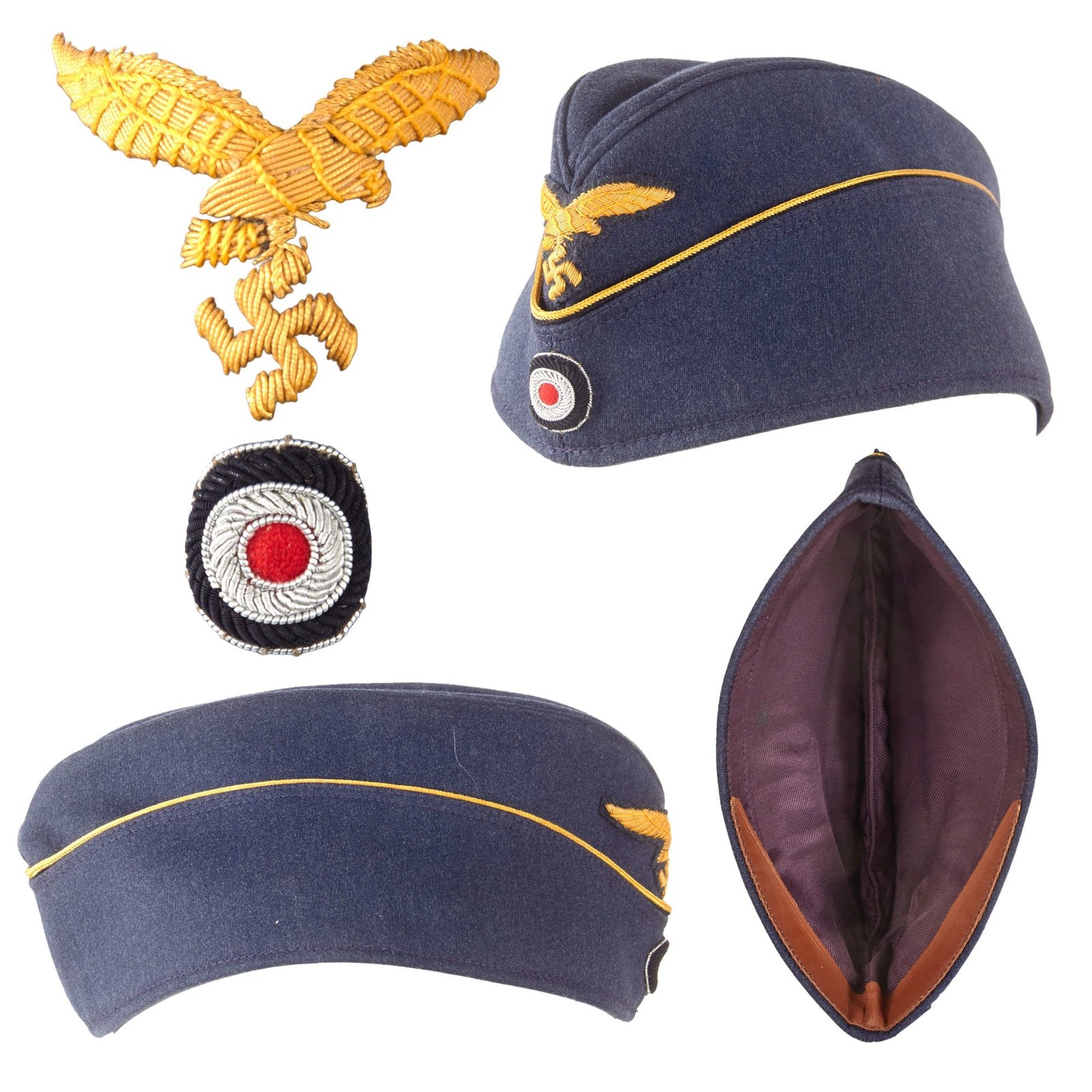 Original German WWII Luftwaffe General Ranks M38 Wool Overseas Cap - Schiffchen