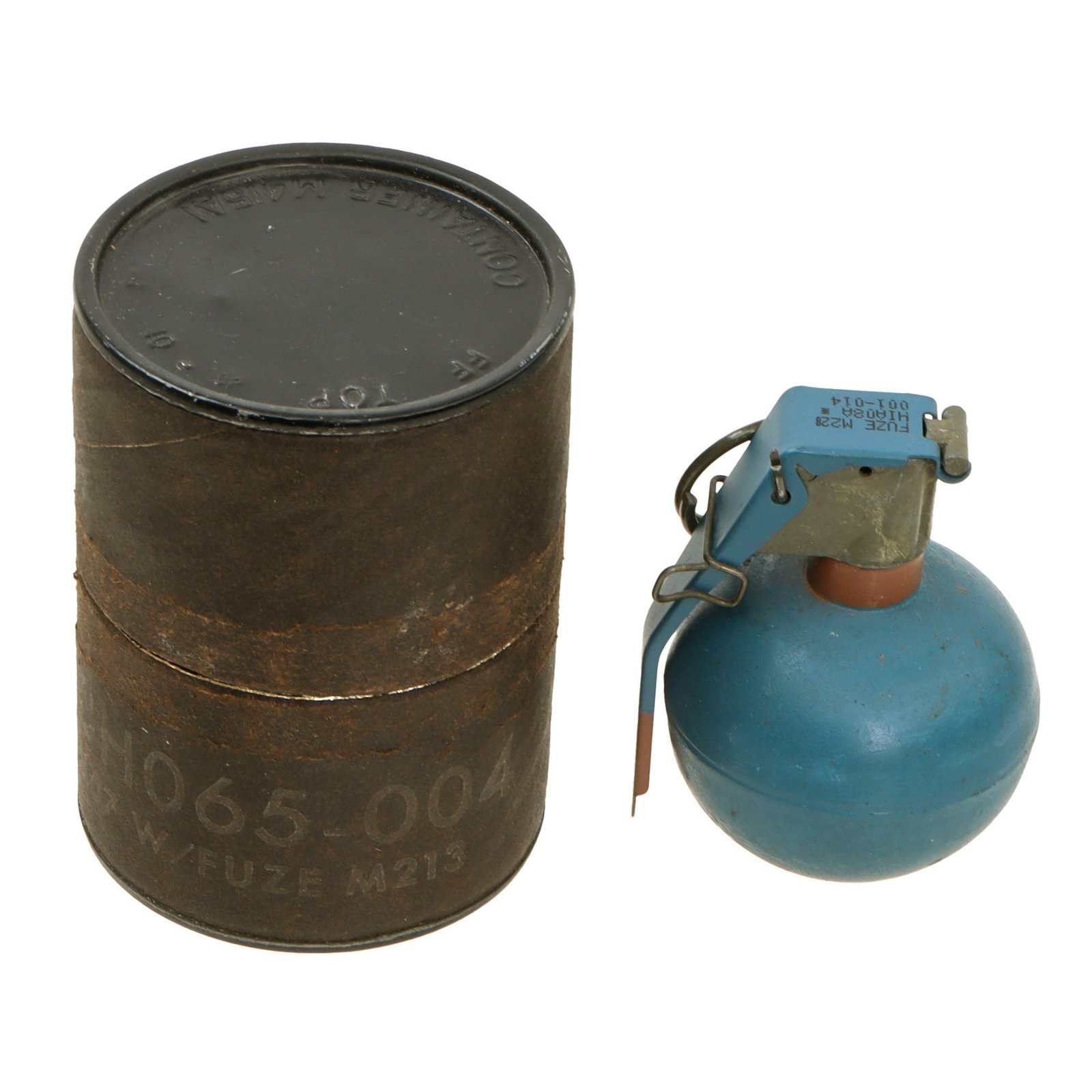 Original U.S. Vietnam War Era M69 Practice Fragmentation Hand Grenade with Practice Fuze in Husk- Inert
